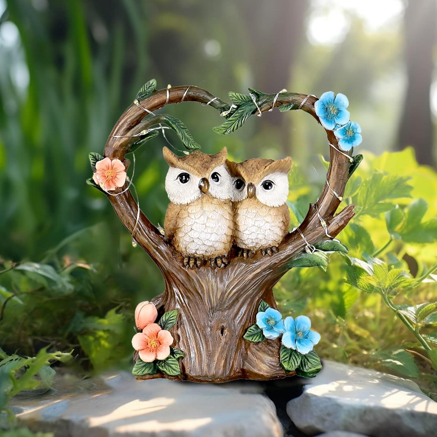 Estatua de Búho Solar FLJZCZM 18 cm Decoración Jardín Impermeable