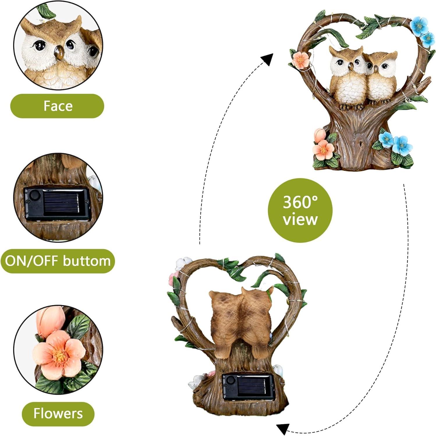 Estatua de Búho Solar FLJZCZM 18 cm Decoración Jardín Impermeable