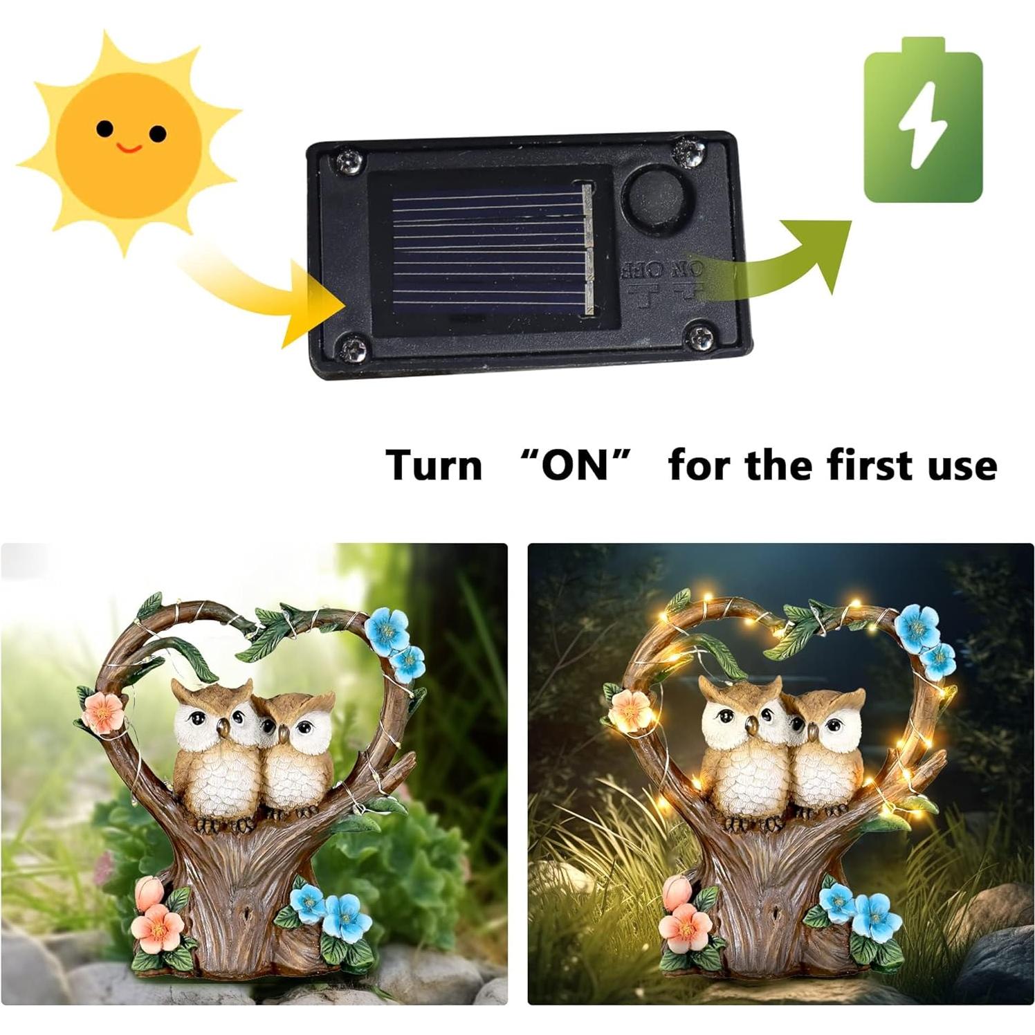 Estatua de Búho Solar FLJZCZM 18 cm Decoración Jardín Impermeable