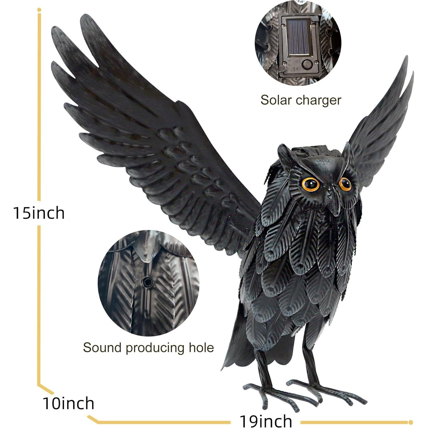 Estatua de Búho Solar Natelf para Jardín - Disuasor de Pájaros