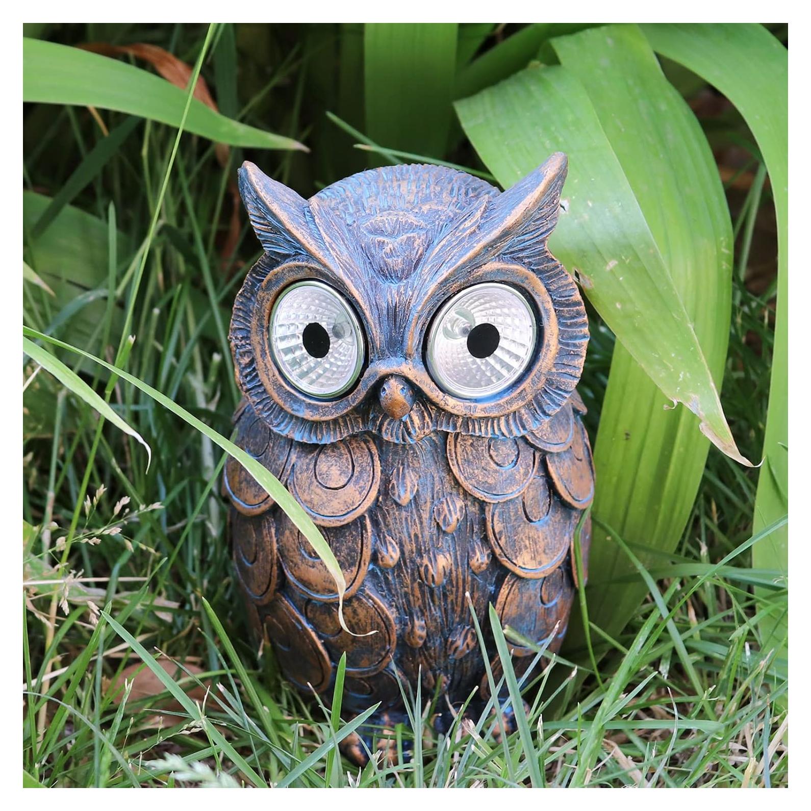 Estatua de Búho de Jardín Dnoifne con Luz Solar 19 cm