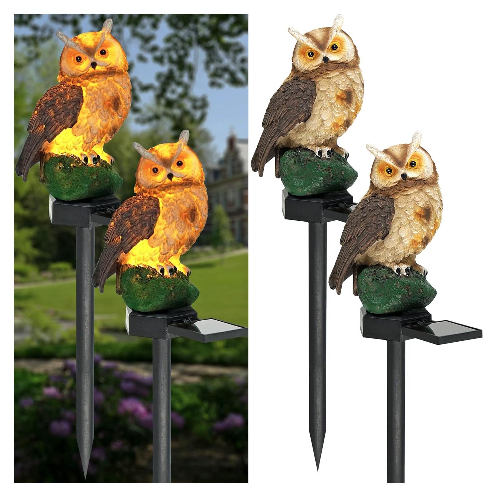 Luces Solares de Búho GONIMY - Paquete de 2 para Jardín