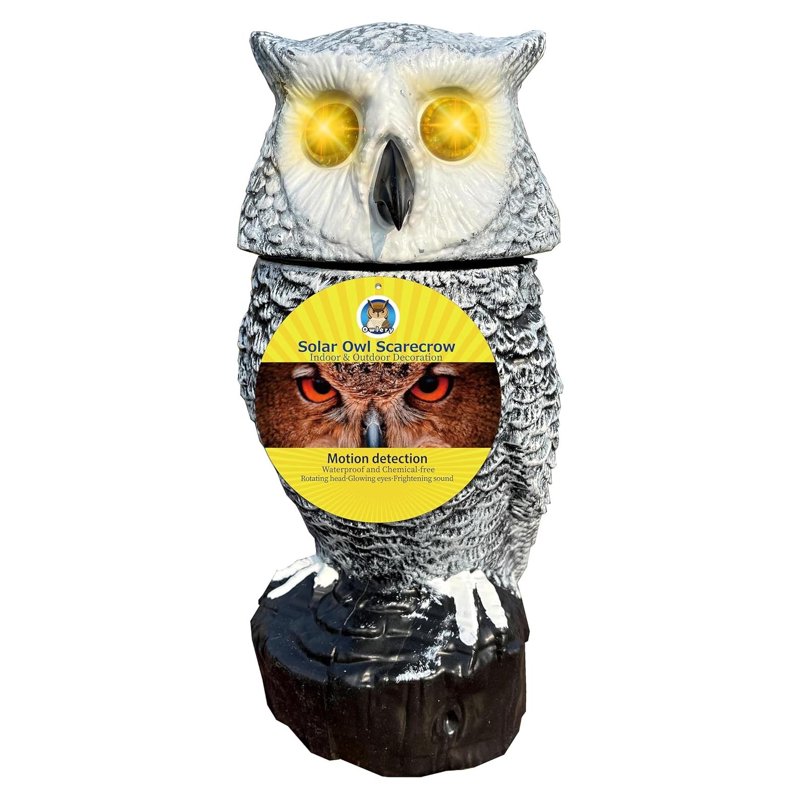 Búho Solar Owlery con Detector de Movimiento y Ojos Intermitentes