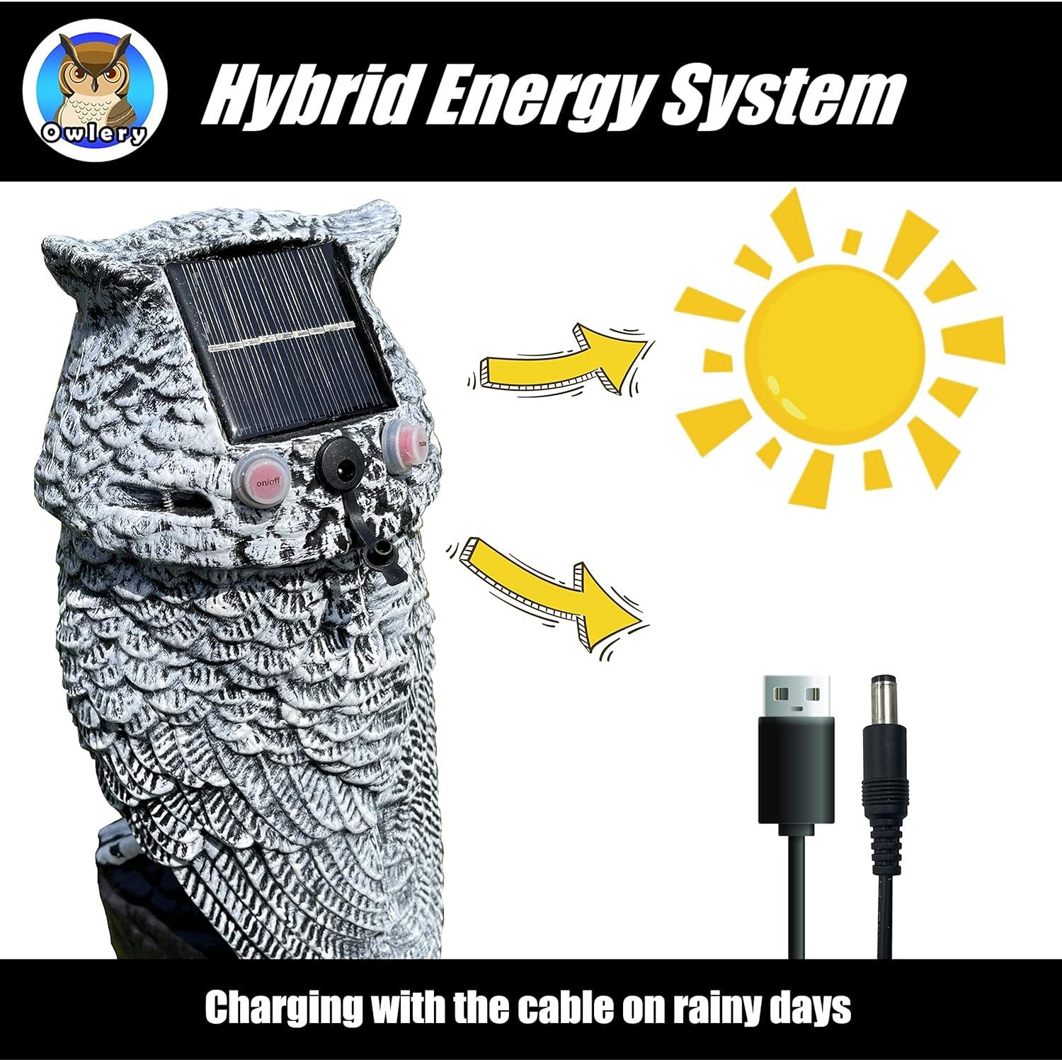 Búho Solar Owlery con Detector de Movimiento y Ojos Intermitentes