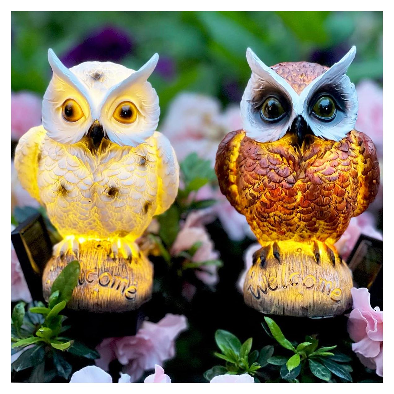 Luces de Jardín Solares GONIMY Búho 29 cm Paquete de 2