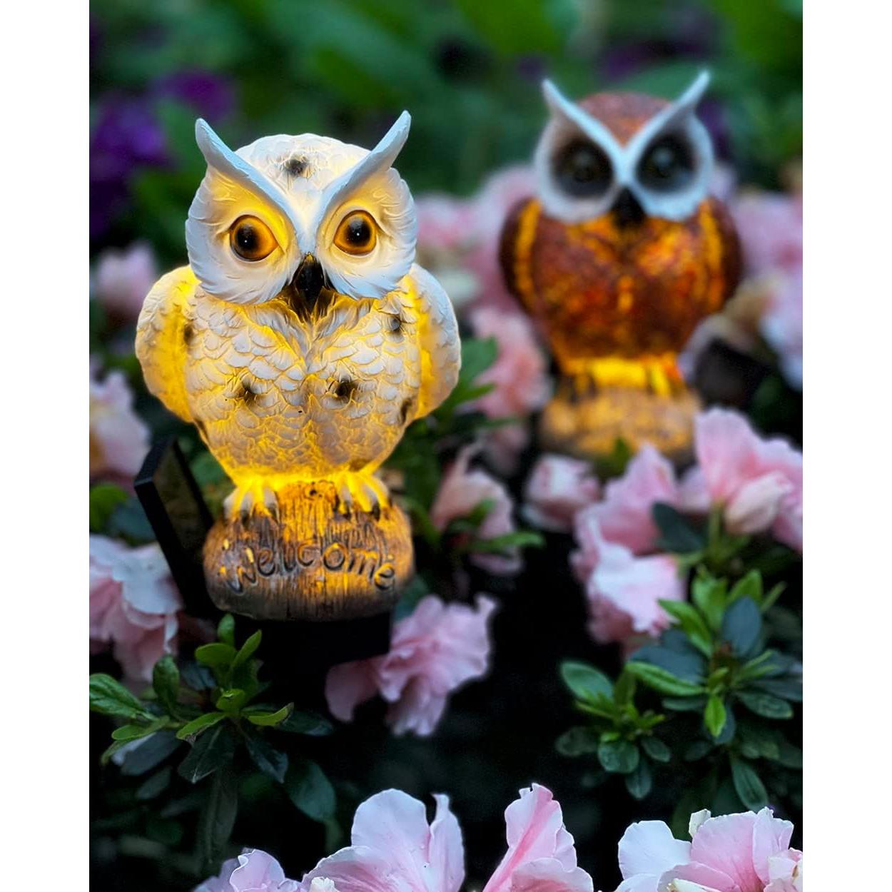 Luces de Jardín Solares GONIMY Búho 29 cm Paquete de 2