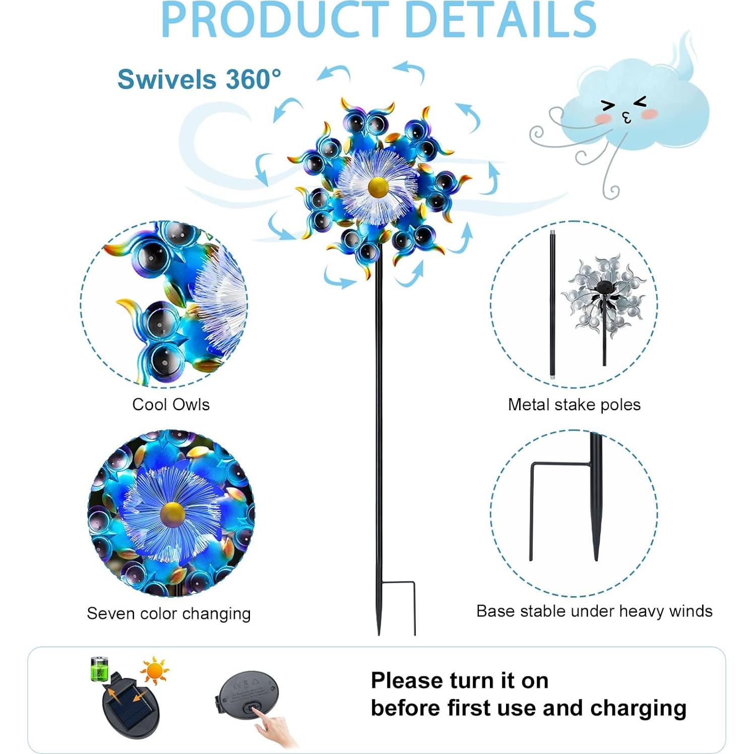 Girasoles Solares de Búho BUARO8AGA para Jardín 129.5 cm