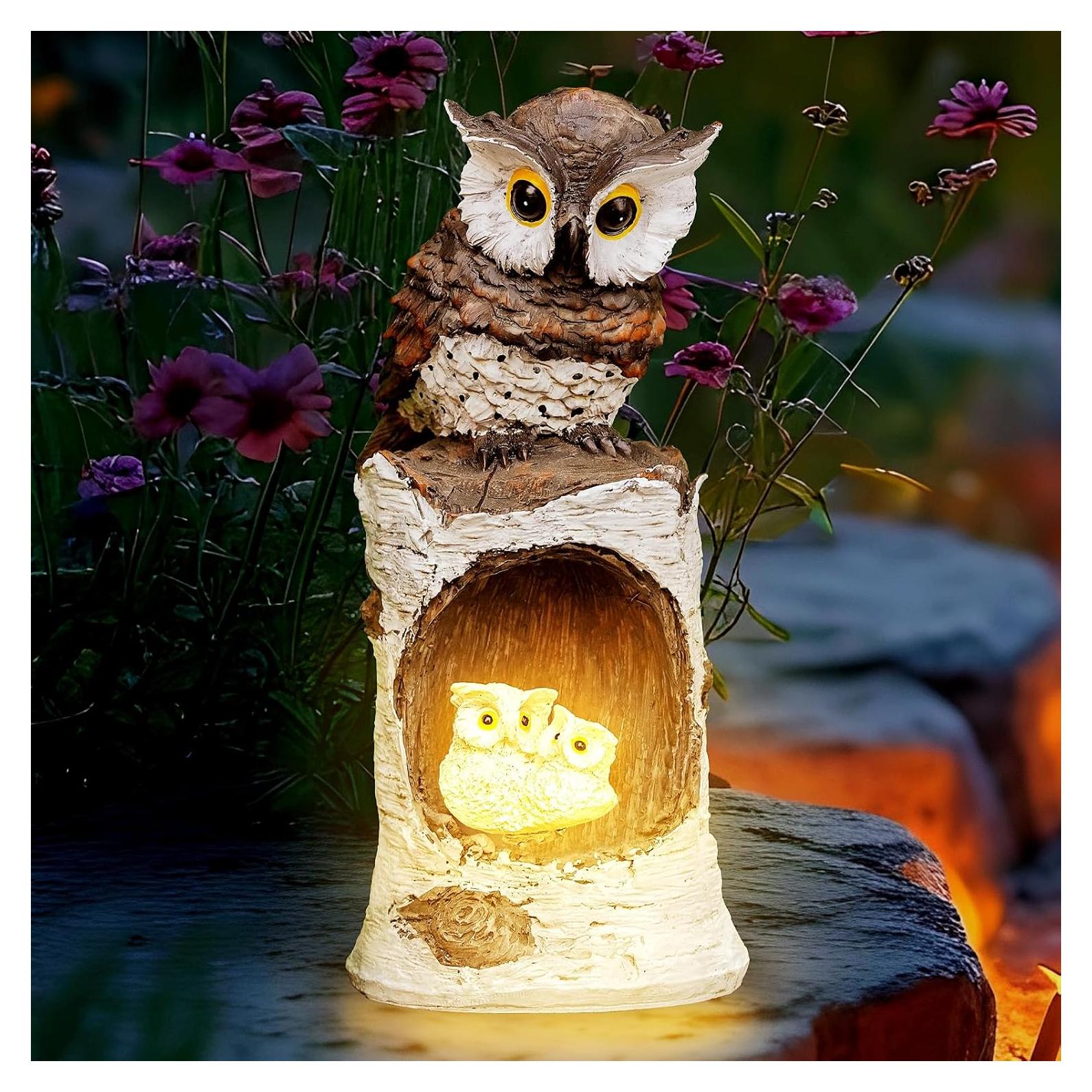 Estatua Solar de Búho Euiroet 24 cm para Jardín Exterior