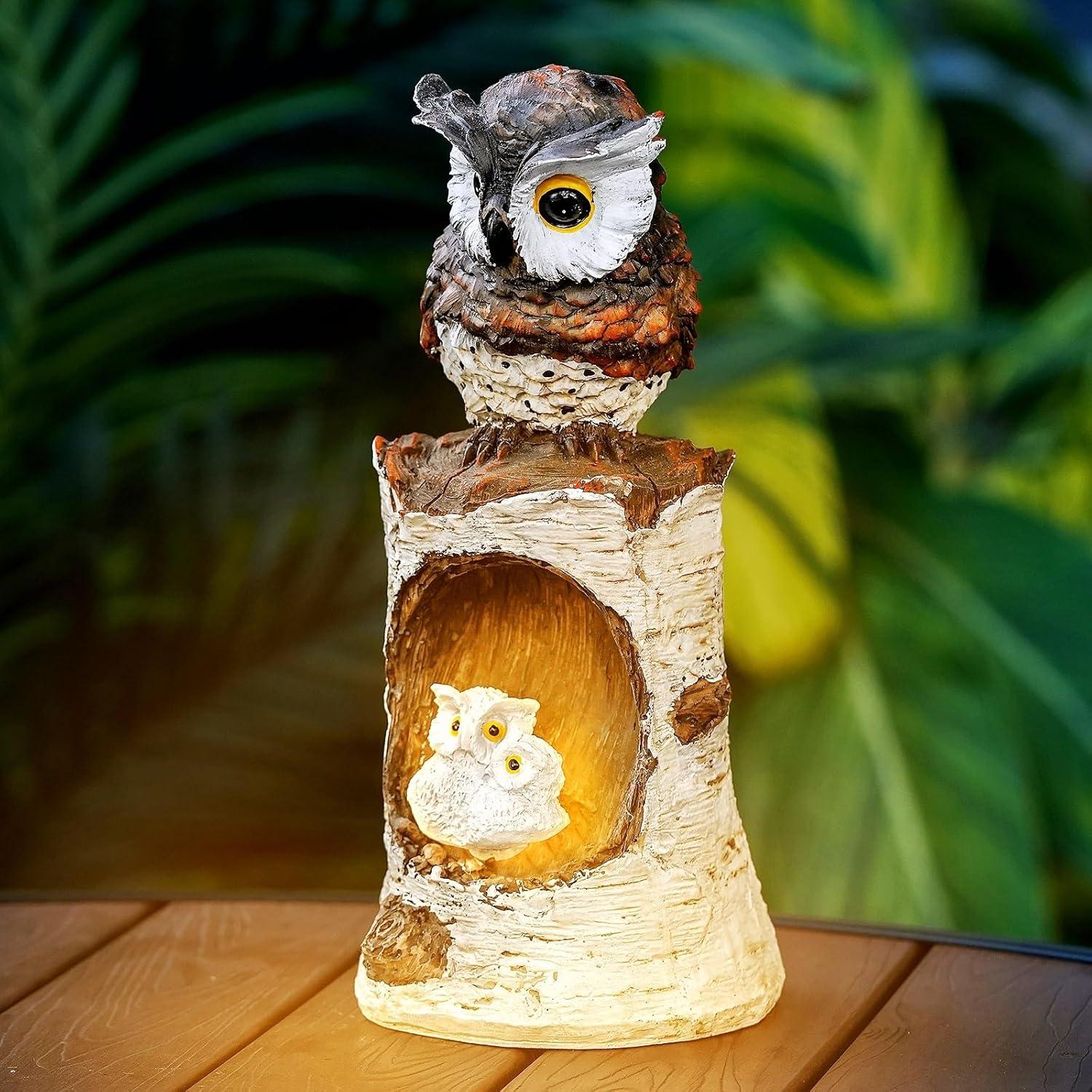 Estatua Solar de Búho Euiroet 24 cm para Jardín Exterior