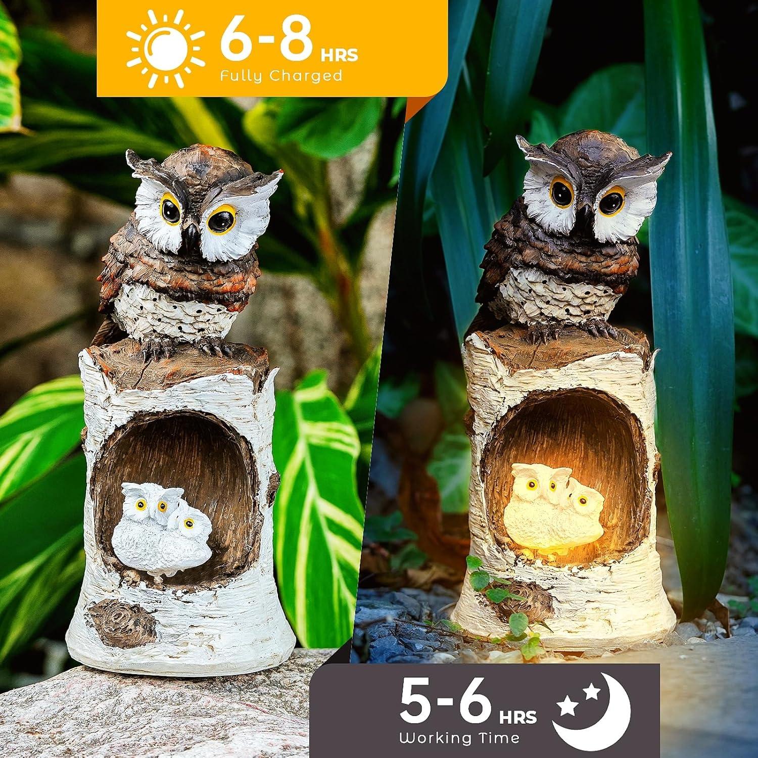 Estatua Solar de Búho Euiroet 24 cm para Jardín Exterior