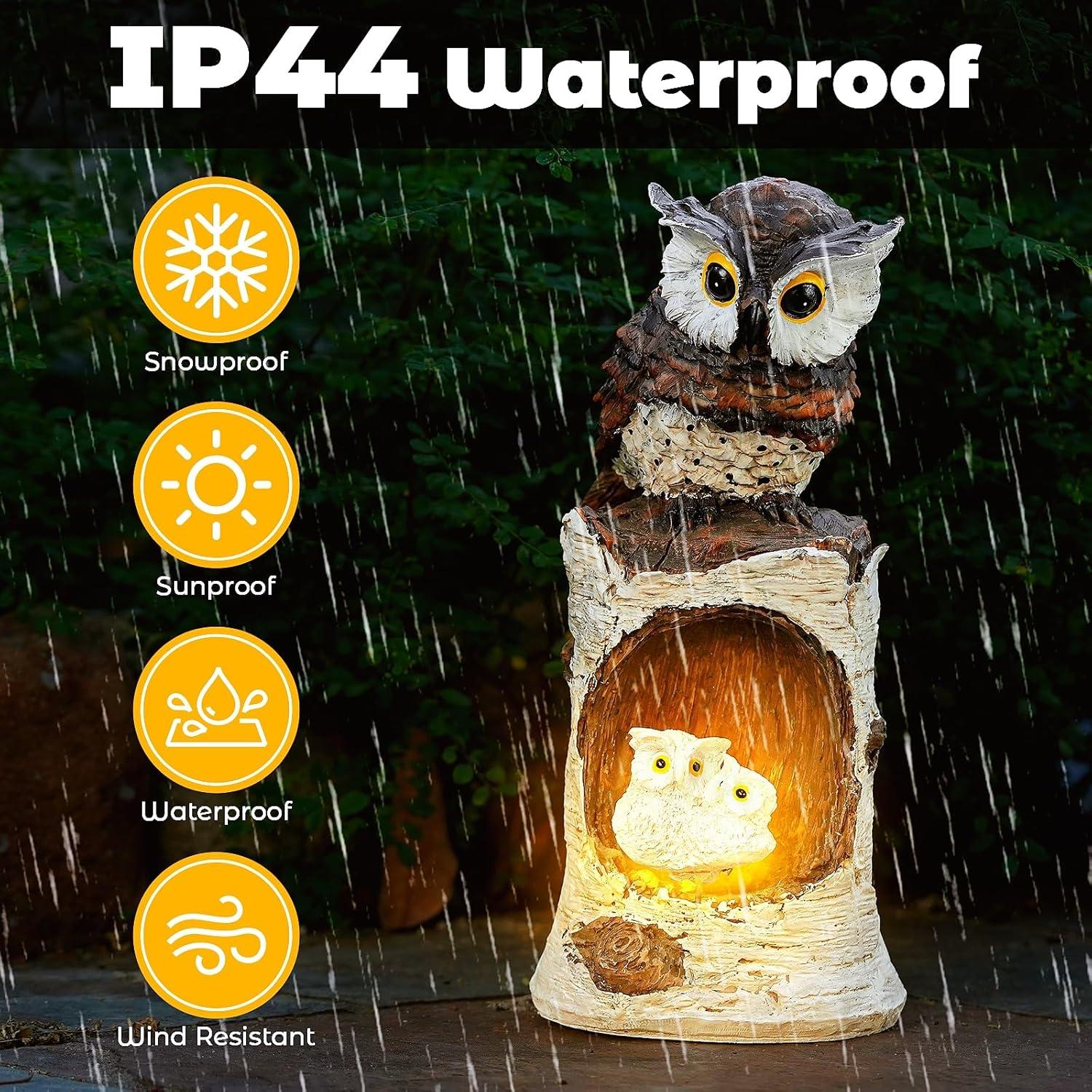 Estatua Solar de Búho Euiroet 24 cm para Jardín Exterior