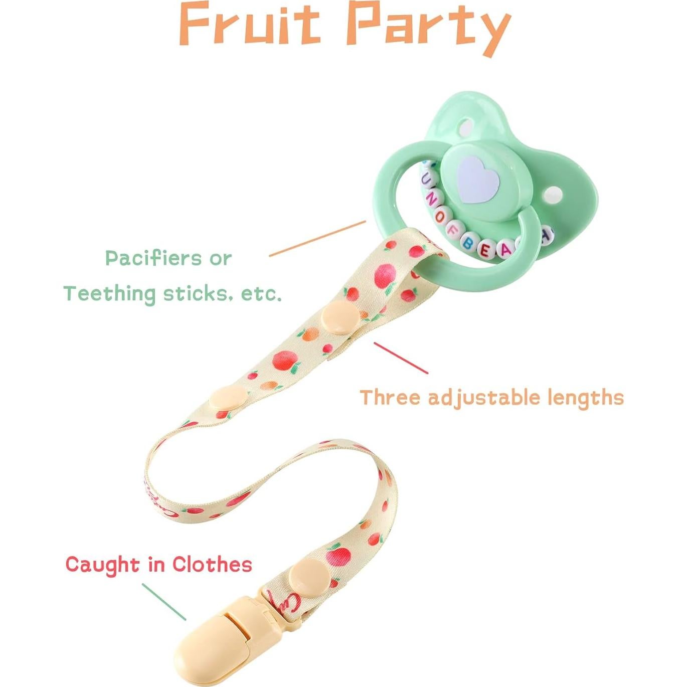 Clip de Chupete CutiePlusU Fiesta de Frutas - Paquete de 3