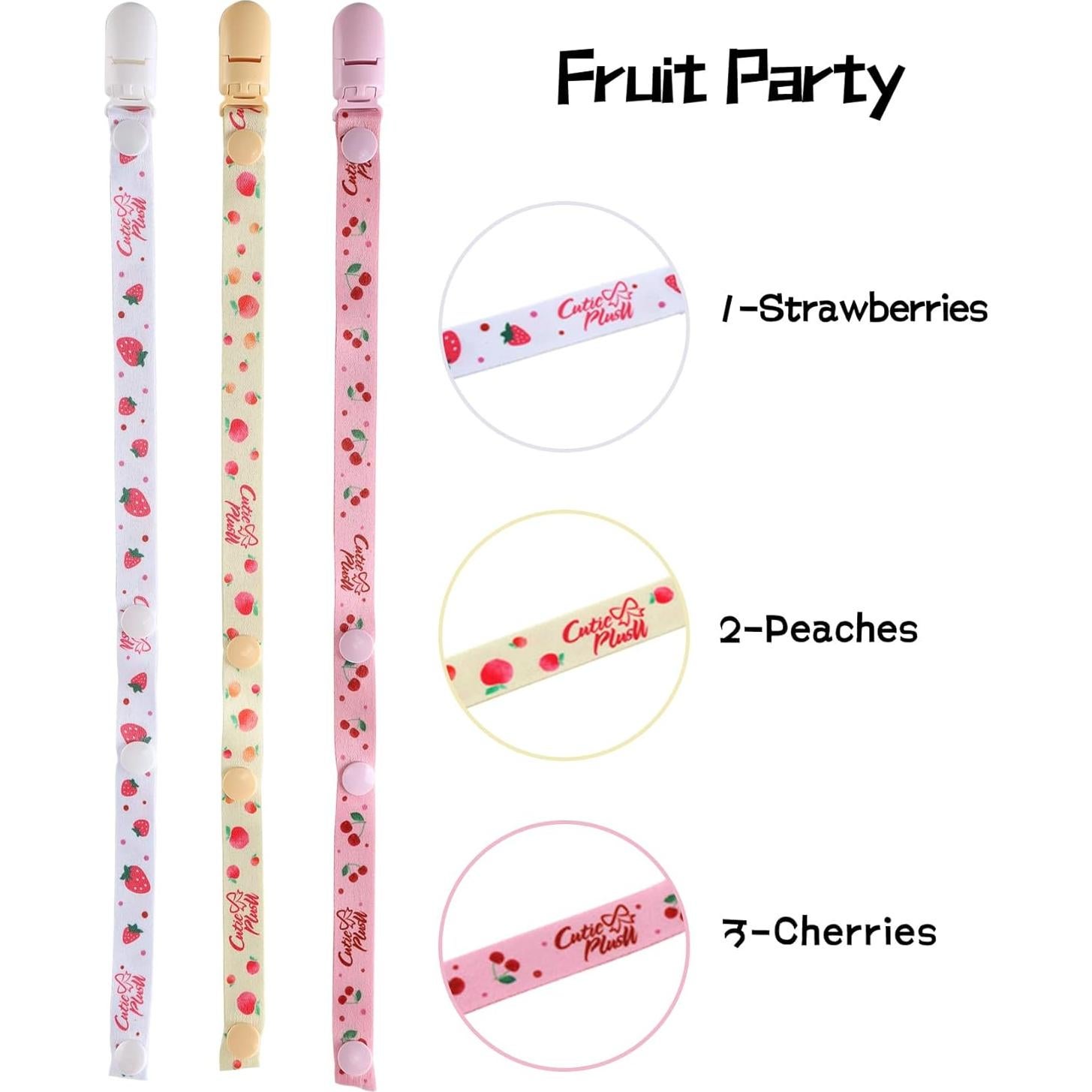 Clip de Chupete CutiePlusU Fiesta de Frutas - Paquete de 3