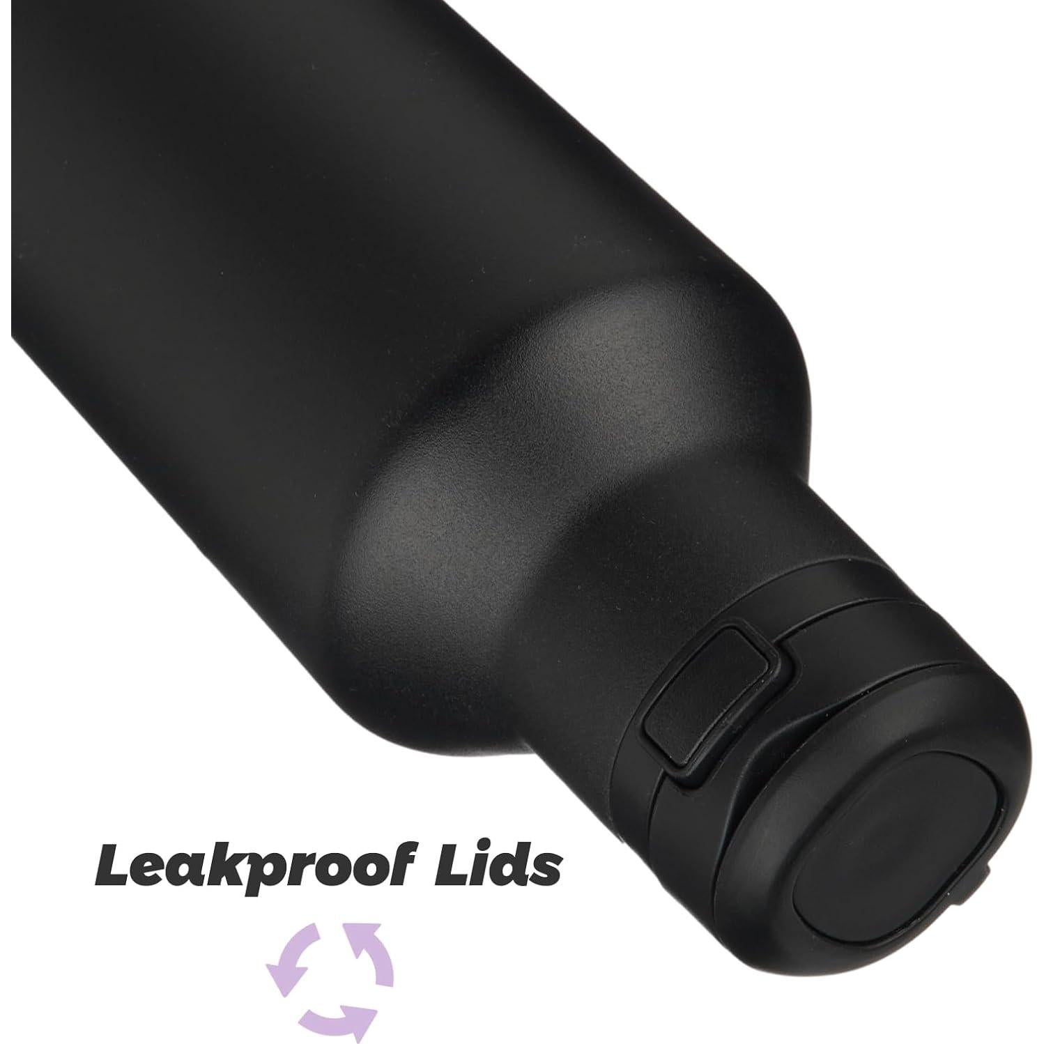 Botella de Agua Aislada Konokyo 0.5L Doble Pared Acero Inoxidable Negro