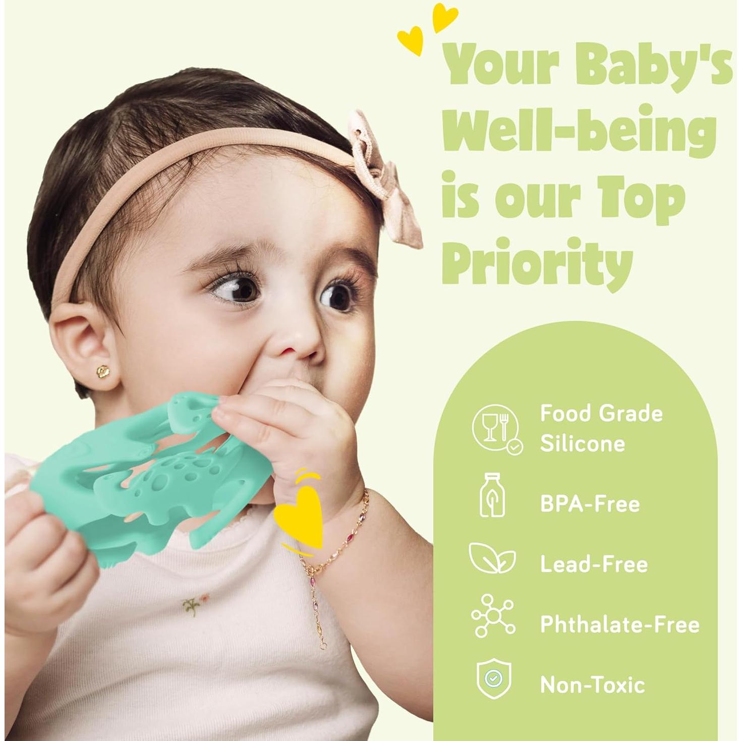 Juguetes de Dentición Dinosaurio Ashtonbee Silicona BPA Libre