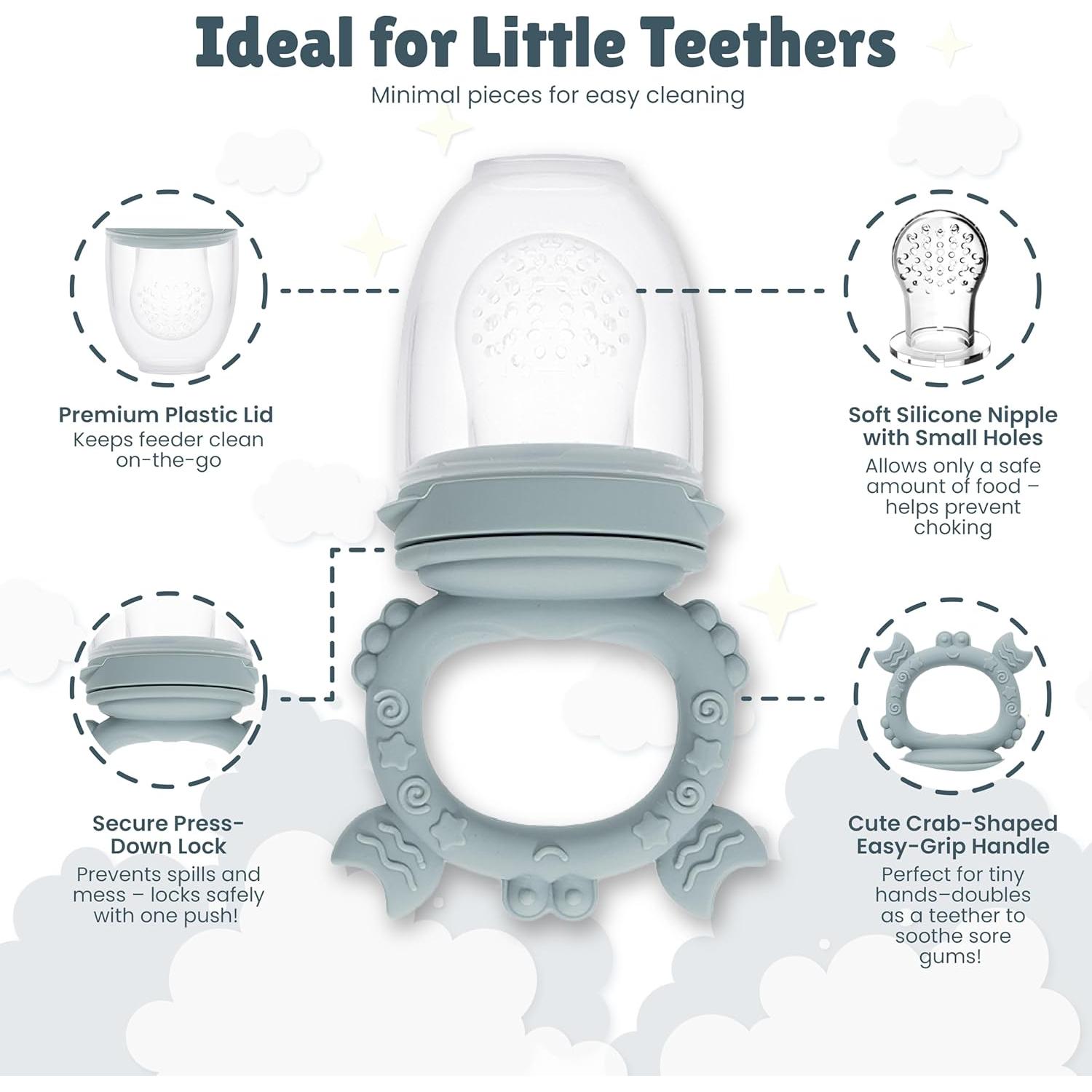 Conjunto Alimentador de Frutas Bebés - Babero Silicona Verde