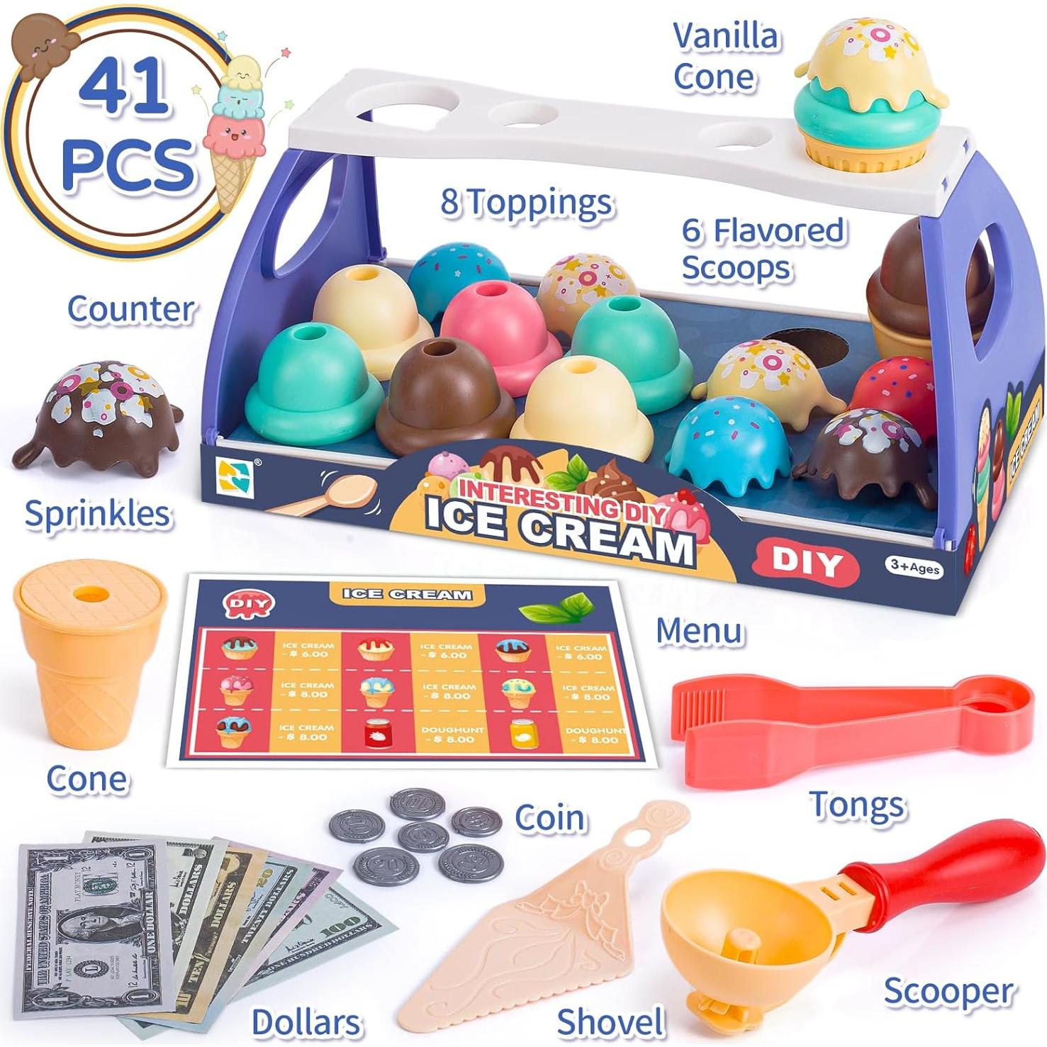Juego de Juguete de Helado GKKBSJ 41 Piezas para Niños