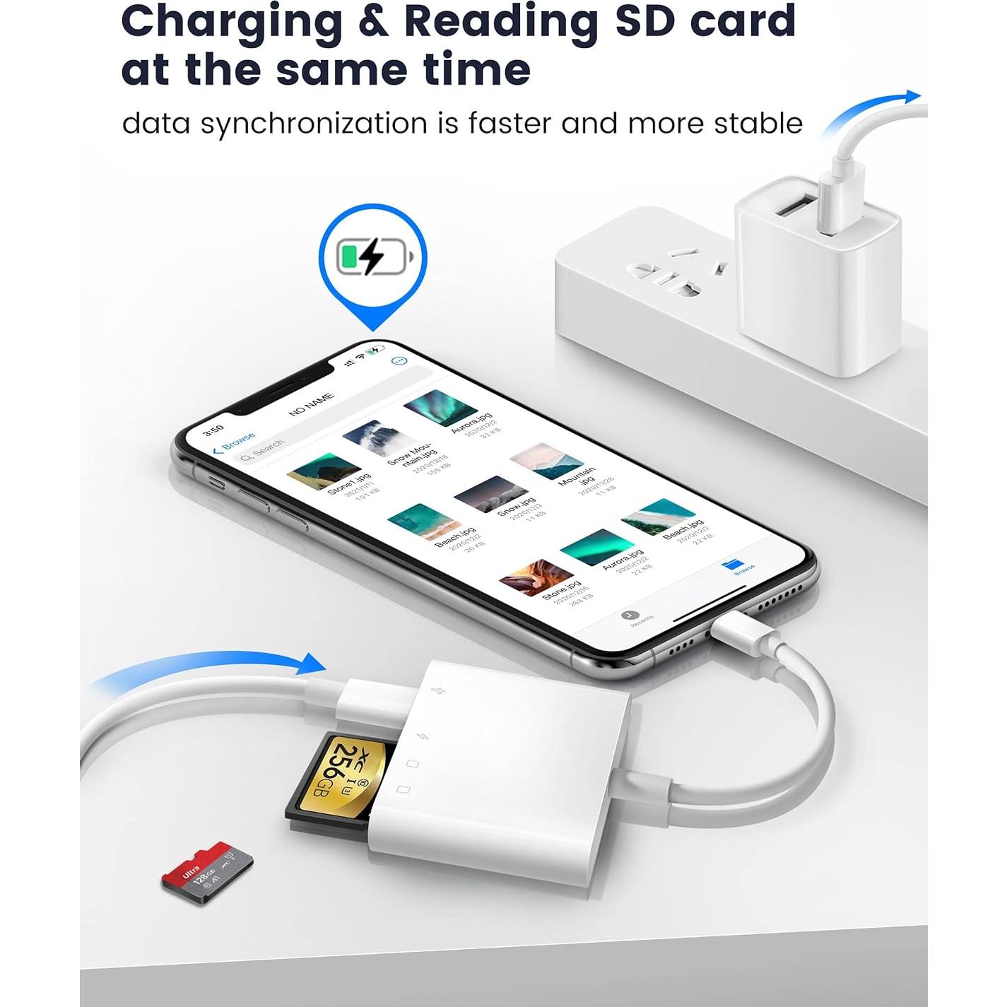 Lector de Tarjetas SD Fubiaofei 4 en 1 para iPhone/iPad