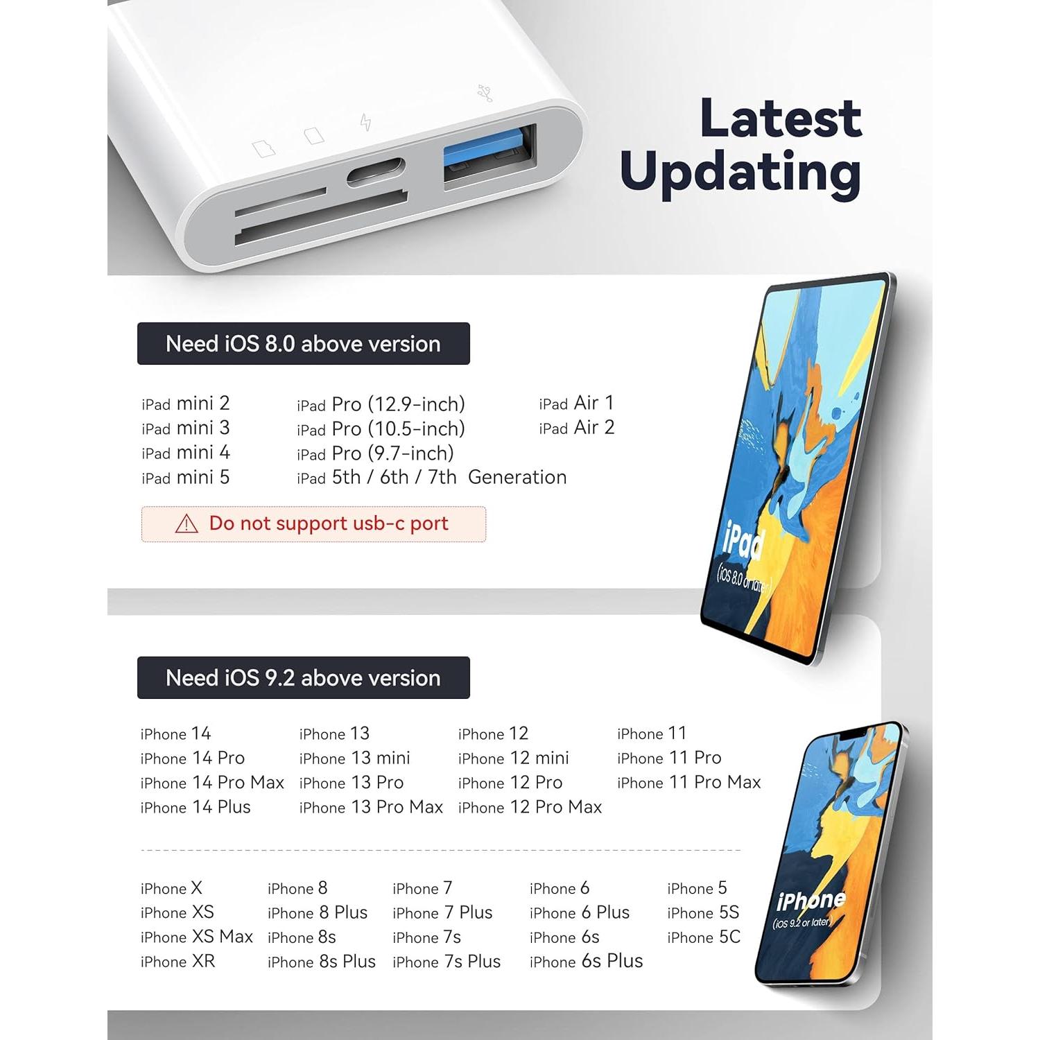 Lector de Tarjetas SD Fubiaofei 4 en 1 para iPhone/iPad