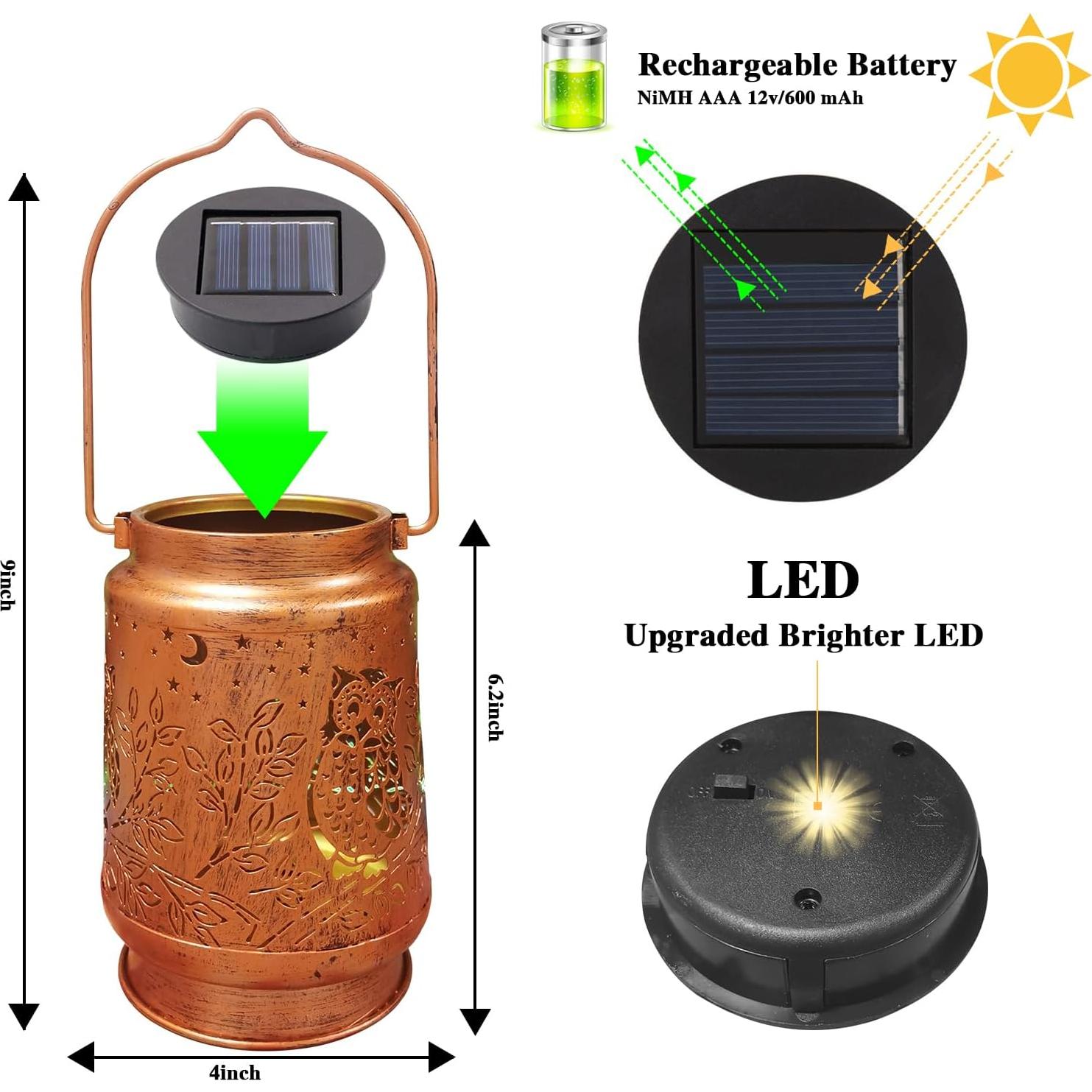 Linterna Solar Colgante YWYELED Impermeable 10.8x16.5cm