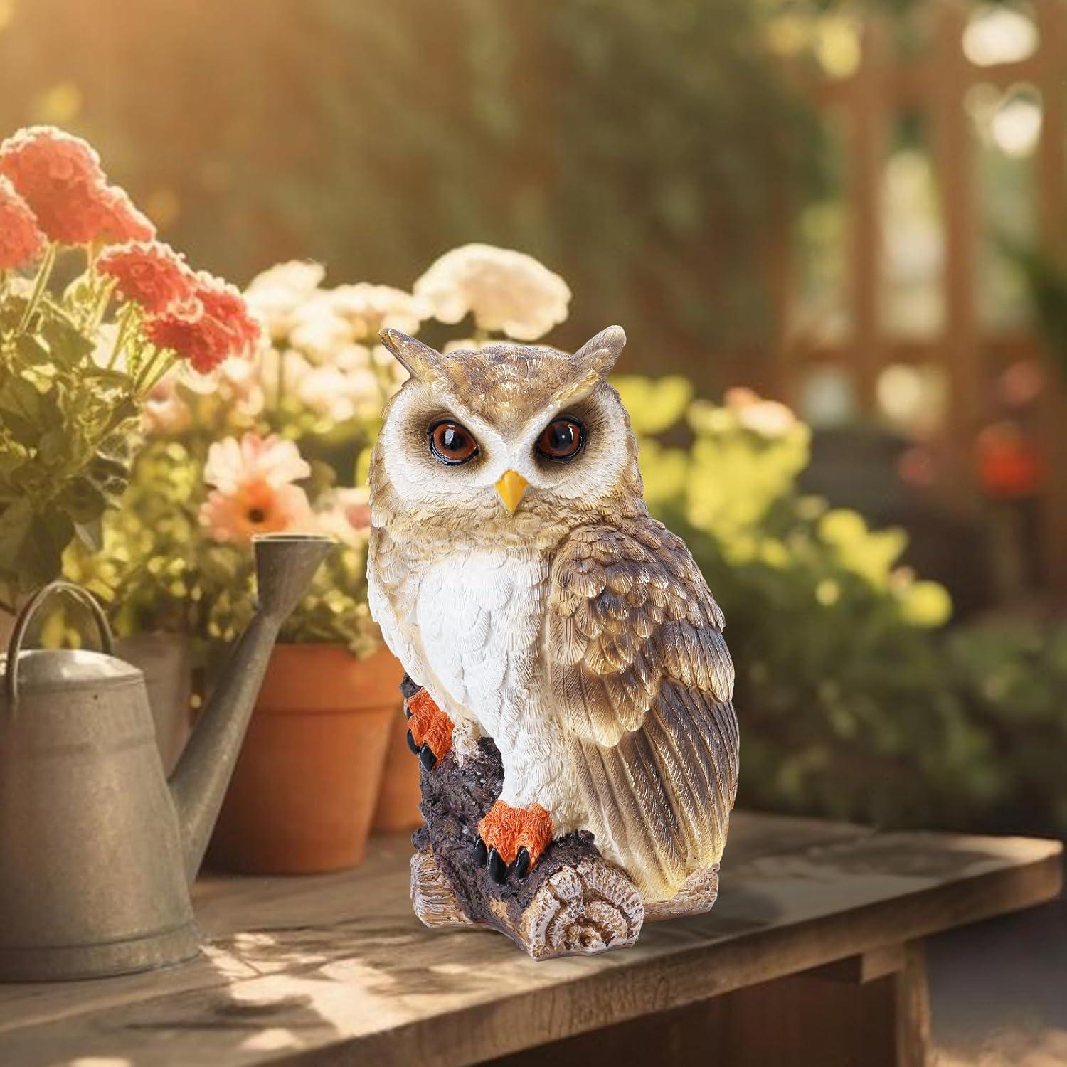 Estatua de Búho de Resina Ovewios para Jardín 22cm