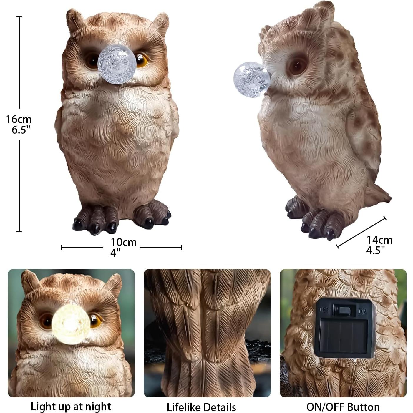 Estatua de Jardín Solar Búho Genérico 20x14x11 cm Decoración
