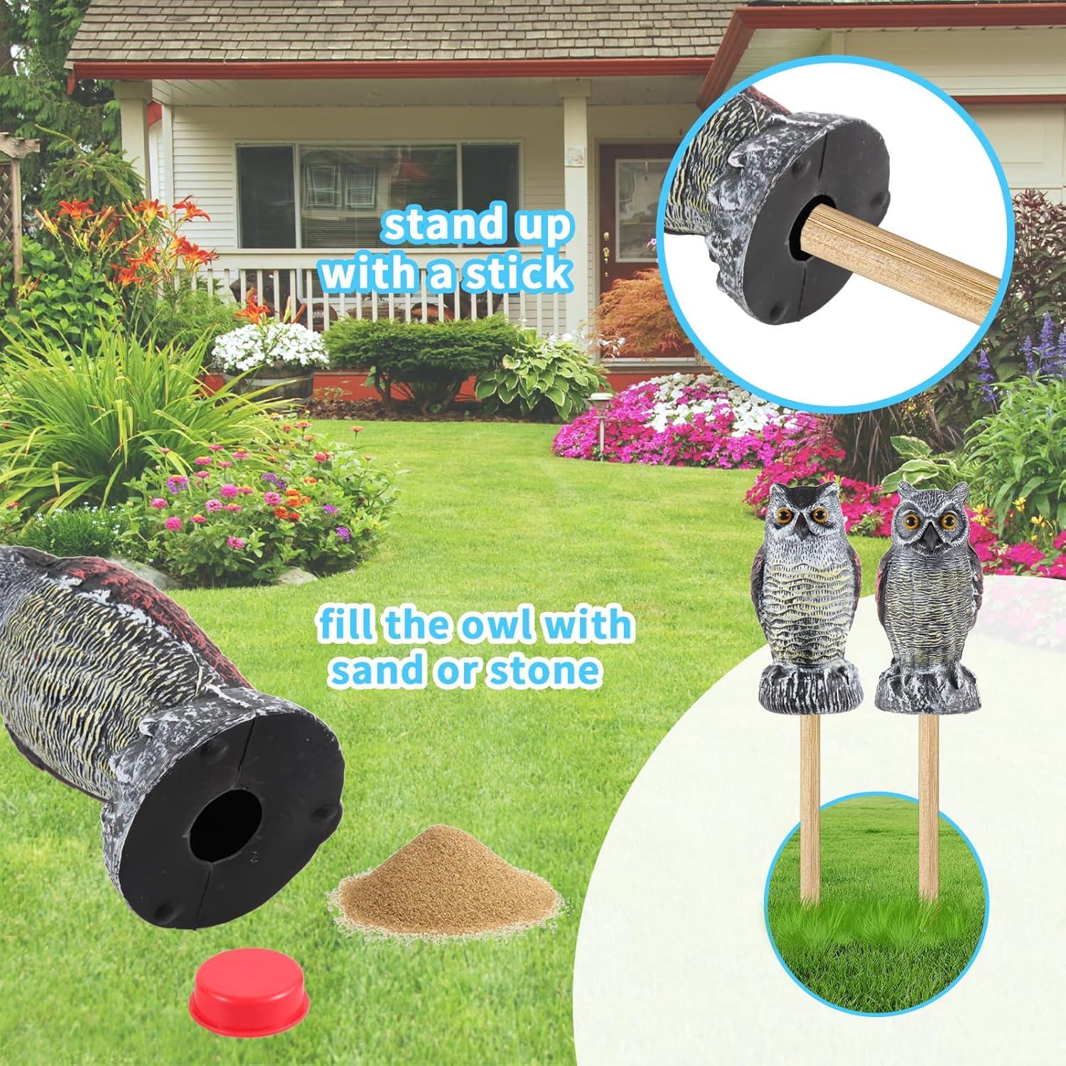 Hedoc Espantapájaros de Búho Real Multicolor para Jardín