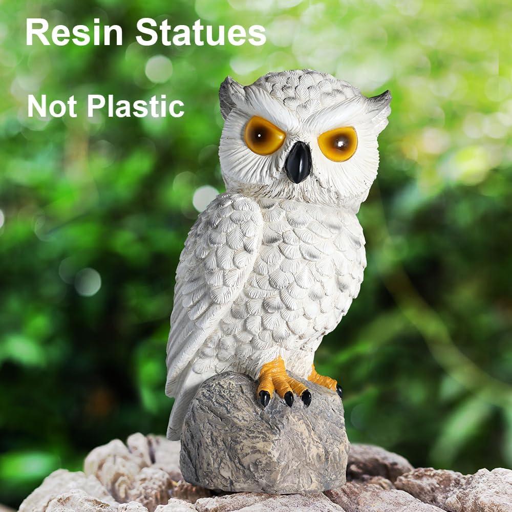 Búho Falso Decoy LED Solar YJ 25.4cm Resina IP66