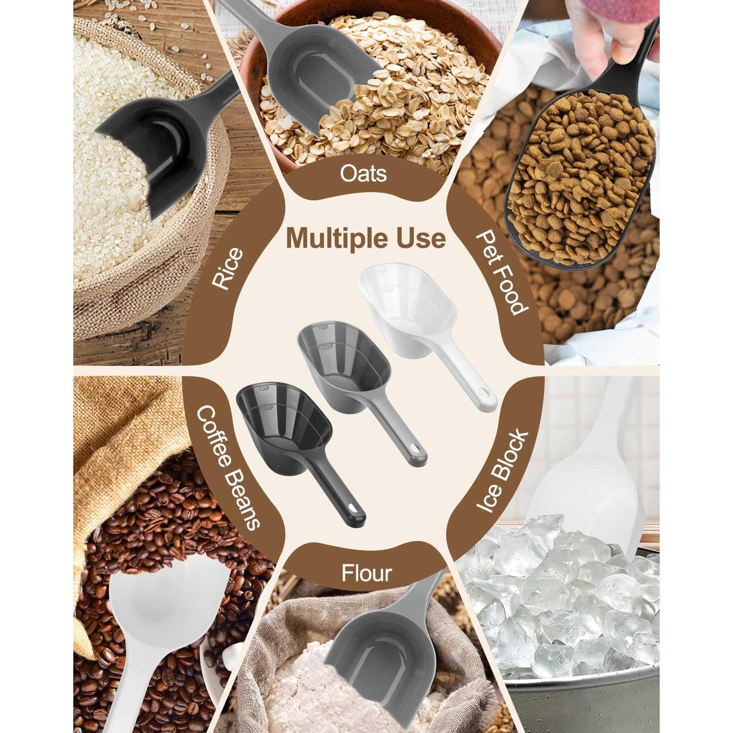 3 Cucharones Medidores para Mascotas Aosnare - 1 Taza