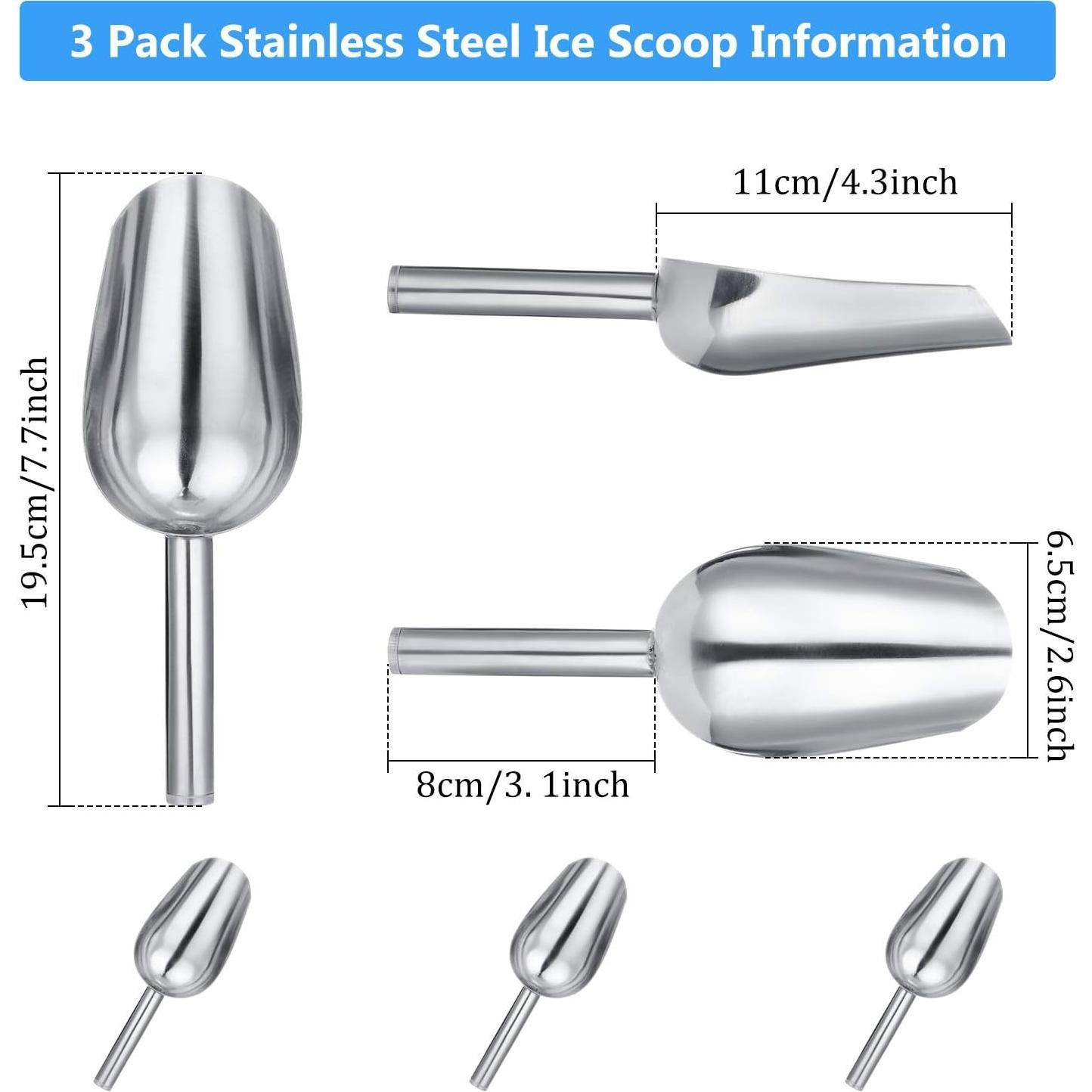 3 Cucharones de Acero Inoxidable Mudder 170g para Cocina