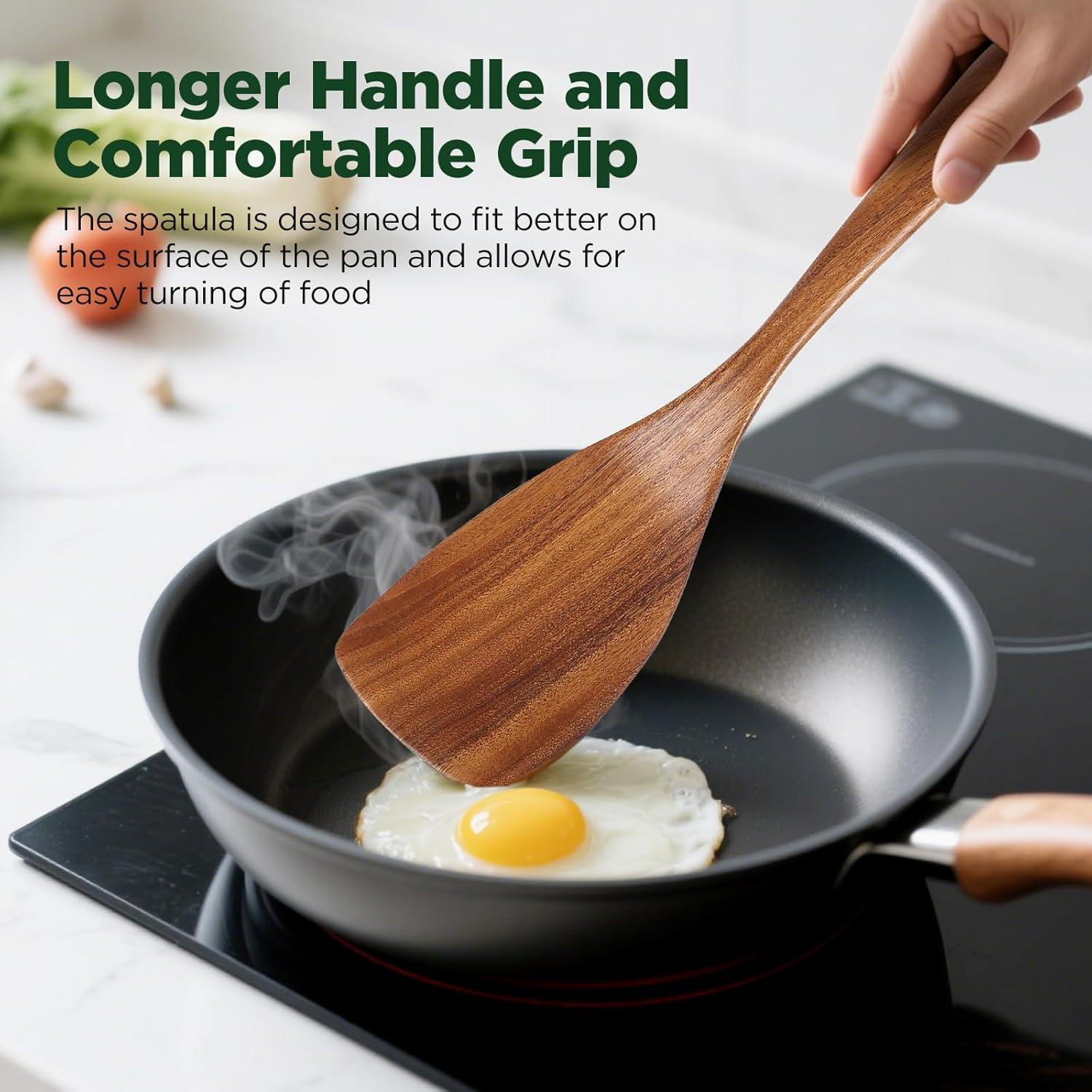 Juego de Espátulas de Madera ANBUY 2 Piezas Teca