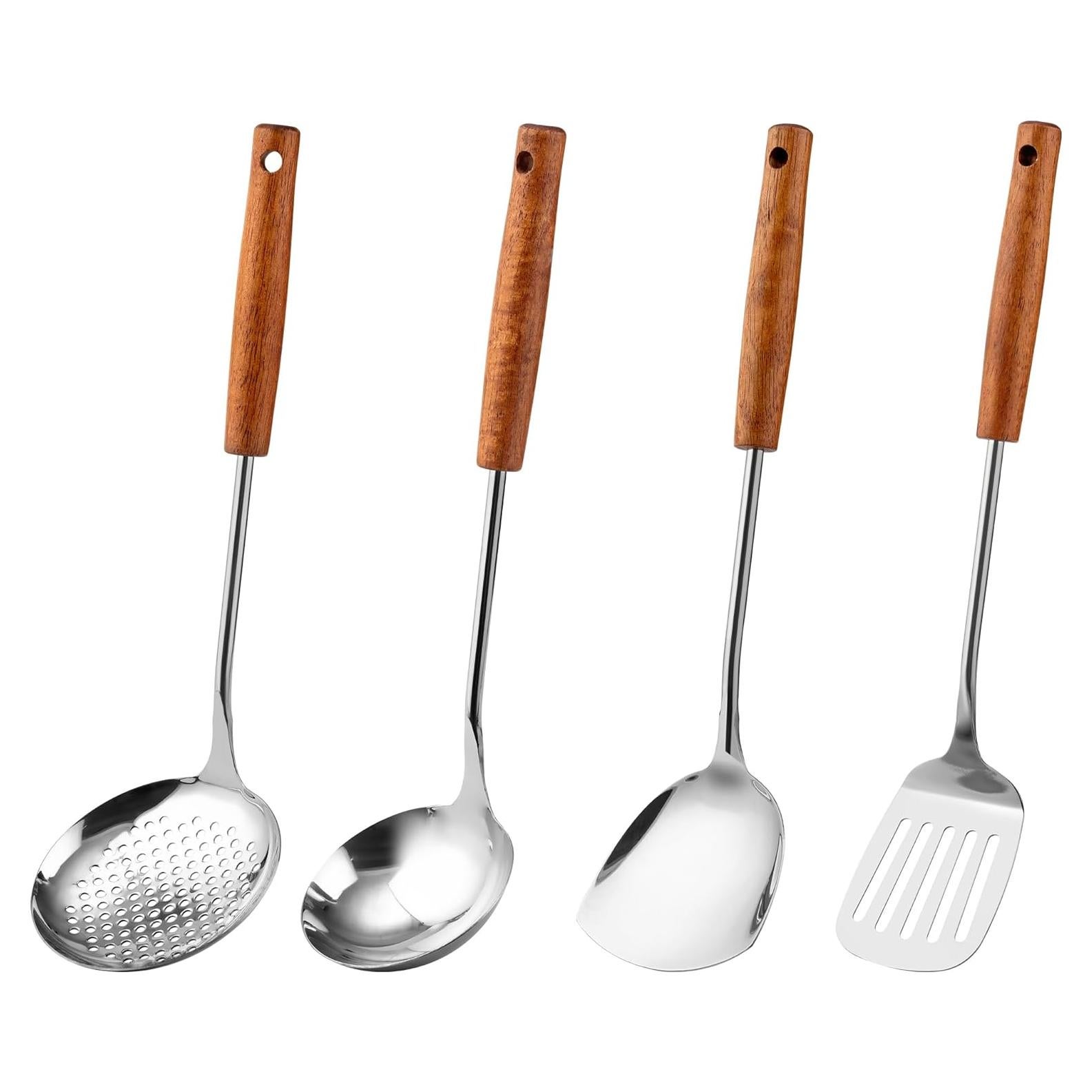 Juego de Utensilios de Cocina FJNATINH Acero Inoxidable 4 Piezas