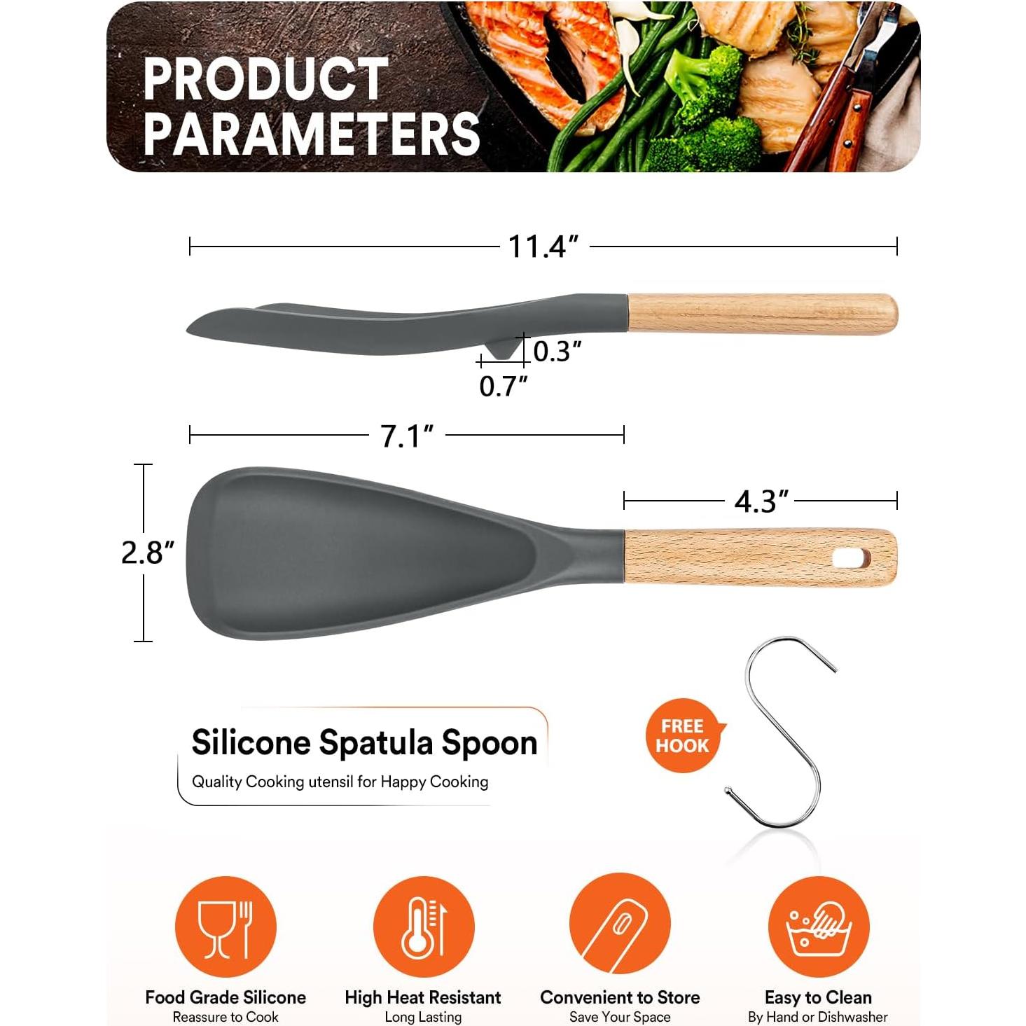 Cuchara de Cocina Badiano de Silicona Antiadherente Gris 29cm