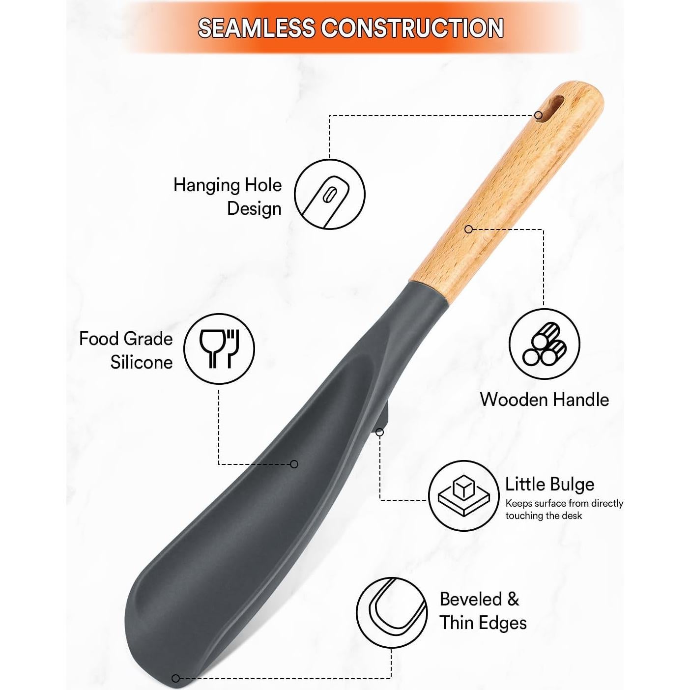 Cuchara de Cocina Badiano de Silicona Antiadherente Gris 29cm