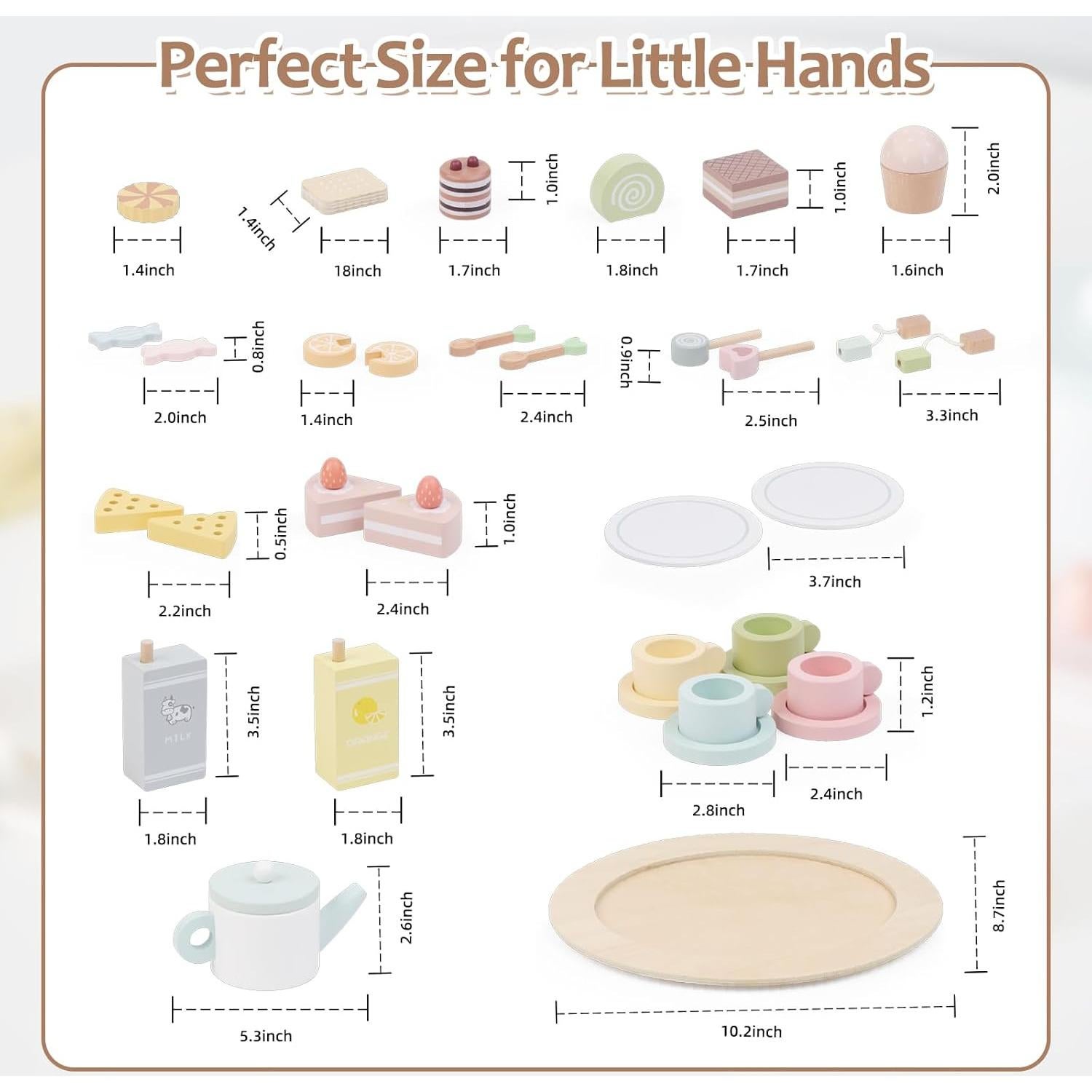 Juego de Té de Madera Smartwo 34 Piezas para Niños 3-5 Años