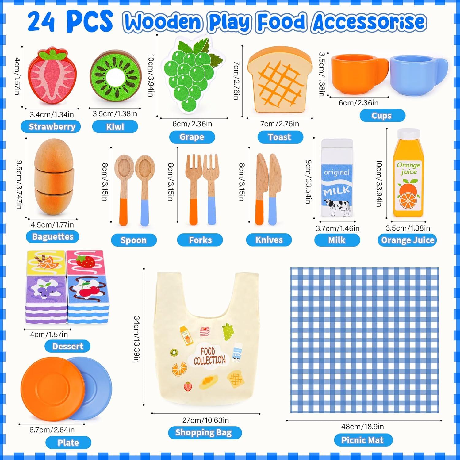 Juego de Picnic de Madera Melofaver para Niños 1-5 Años