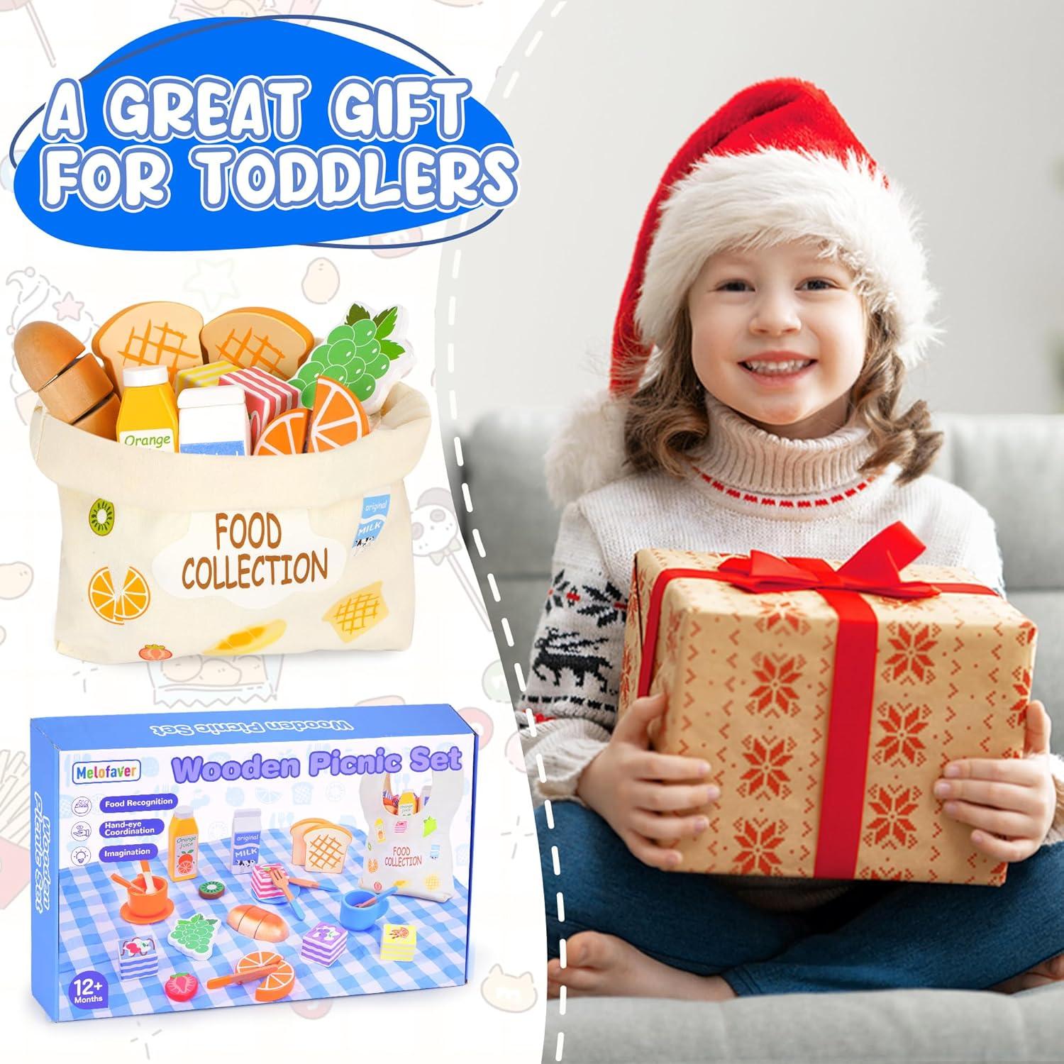 Juego de Picnic de Madera Melofaver para Niños 1-5 Años