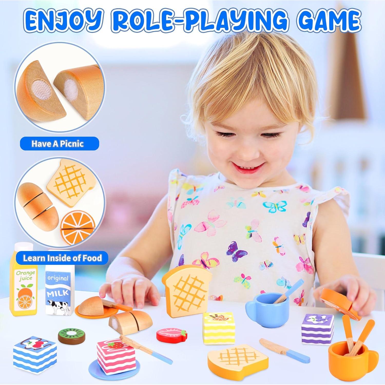 Juego de Picnic de Madera Melofaver para Niños 1-5 Años