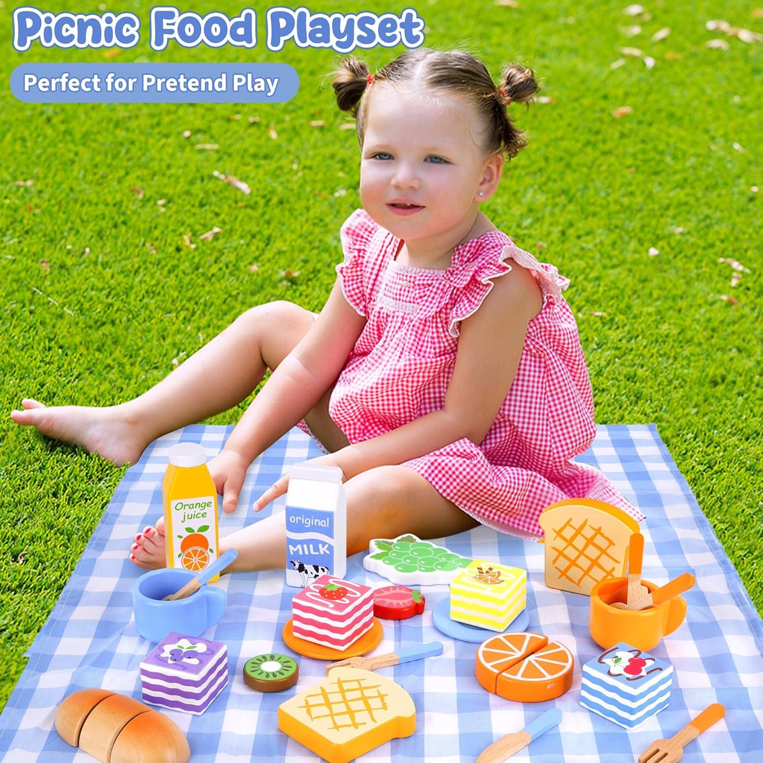 Juego de Picnic de Madera Melofaver para Niños 1-5 Años