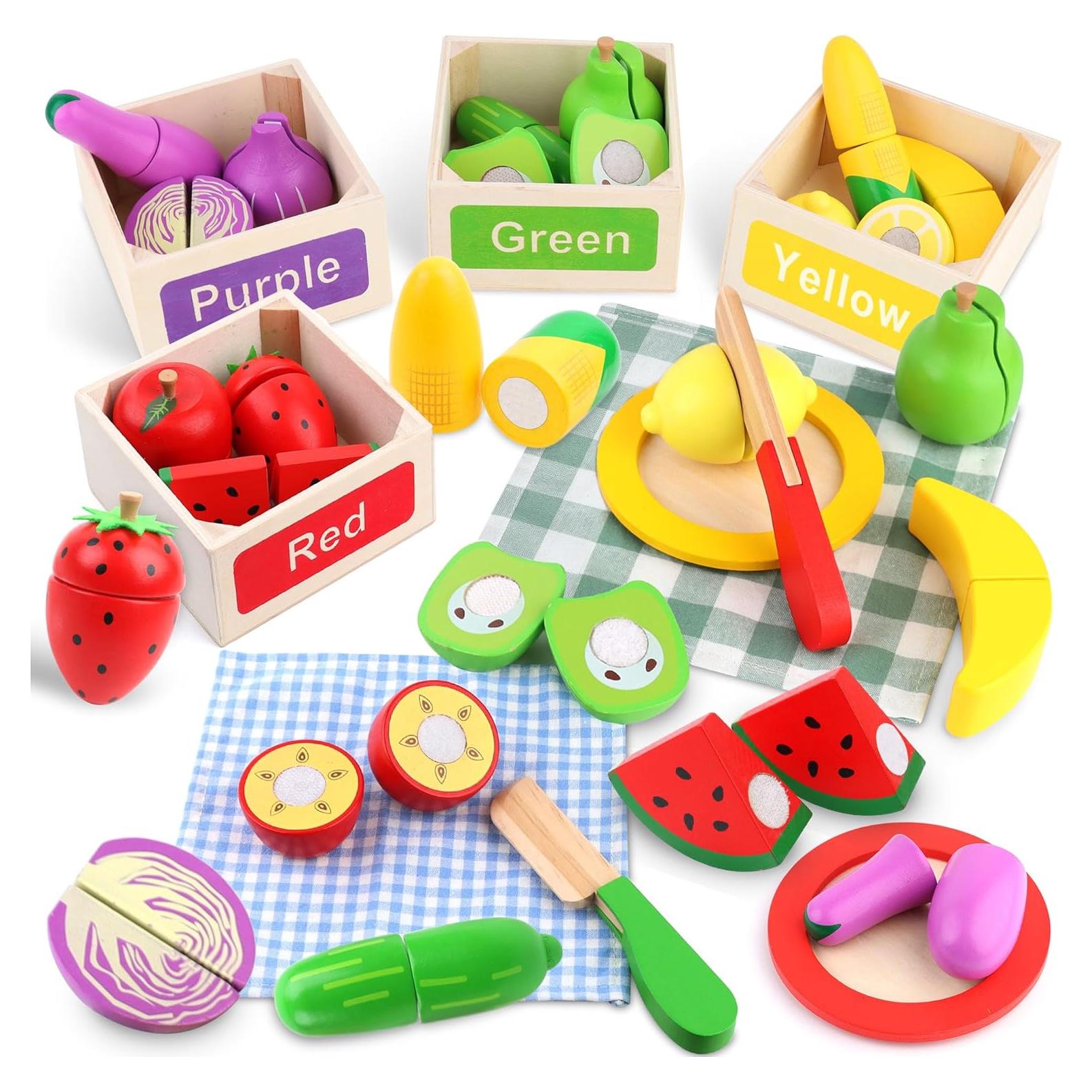 Conjunto de Comida de Madera MerryPony - 34 Piezas Educativas