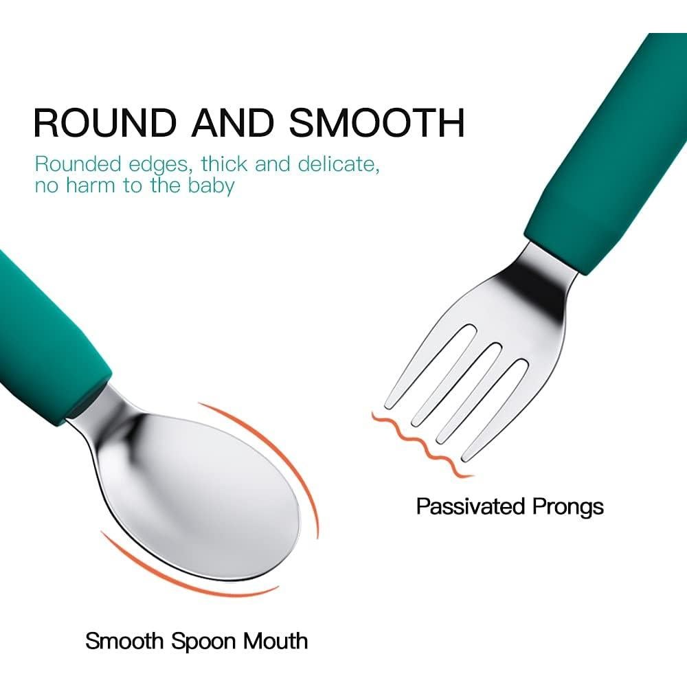Juego de Cubiertos para Bebés SFCCMM - Cuchara y Tenedor Flexible