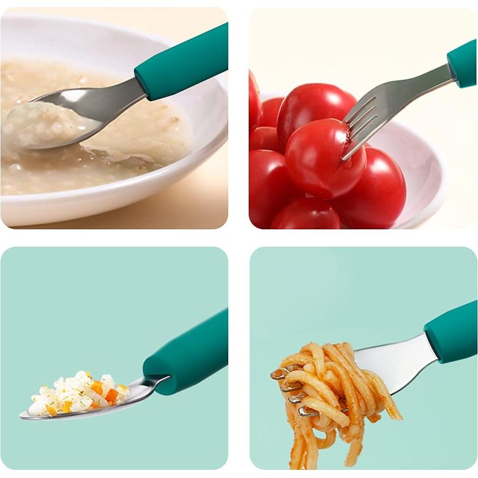 Juego de Cubiertos para Bebés SFCCMM - Cuchara y Tenedor Flexible