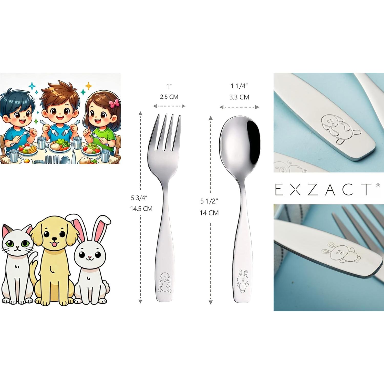 Juego de Cubiertos para Niños Exzact 6 Piezas Acero Inoxidable