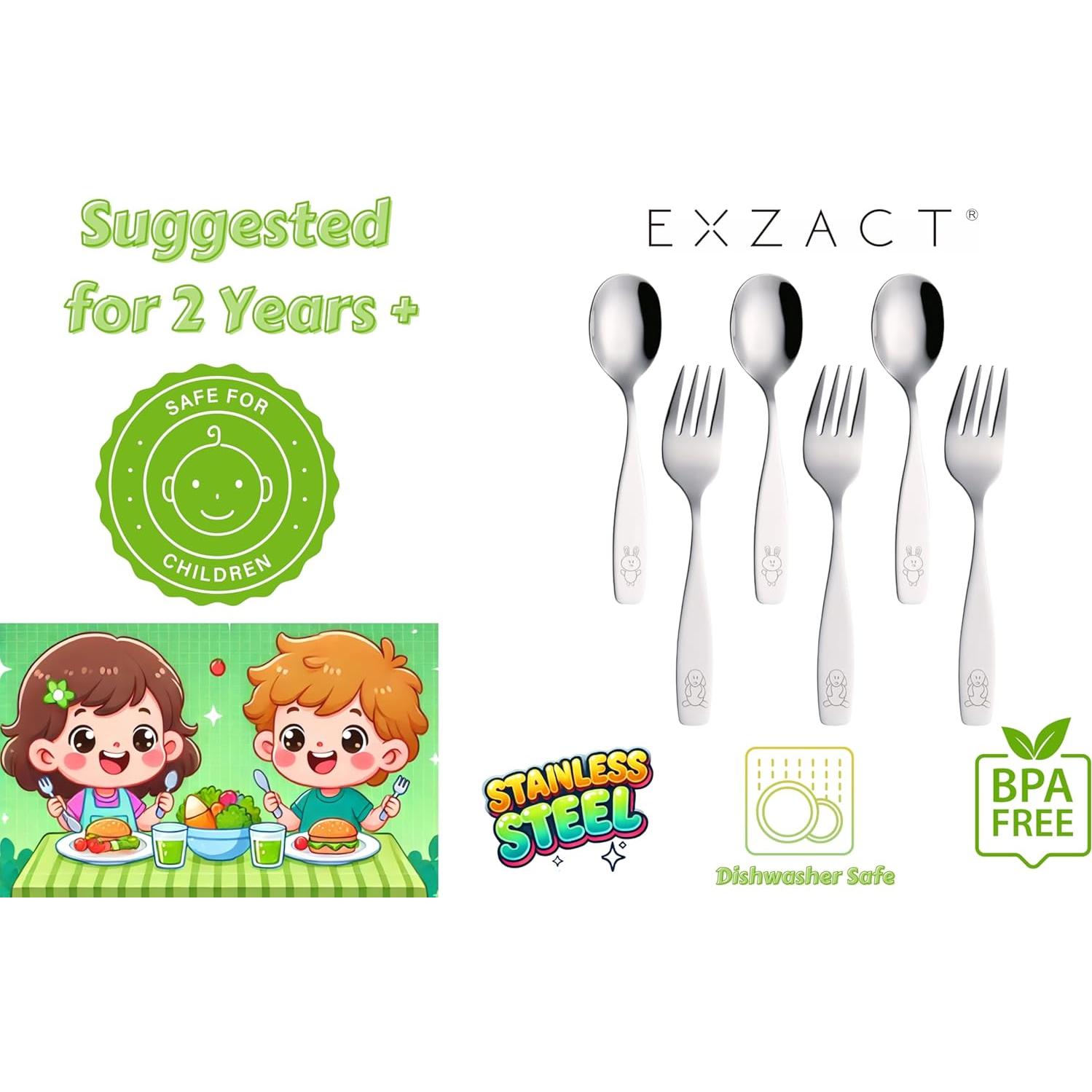 Juego de Cubiertos para Niños Exzact 6 Piezas Acero Inoxidable