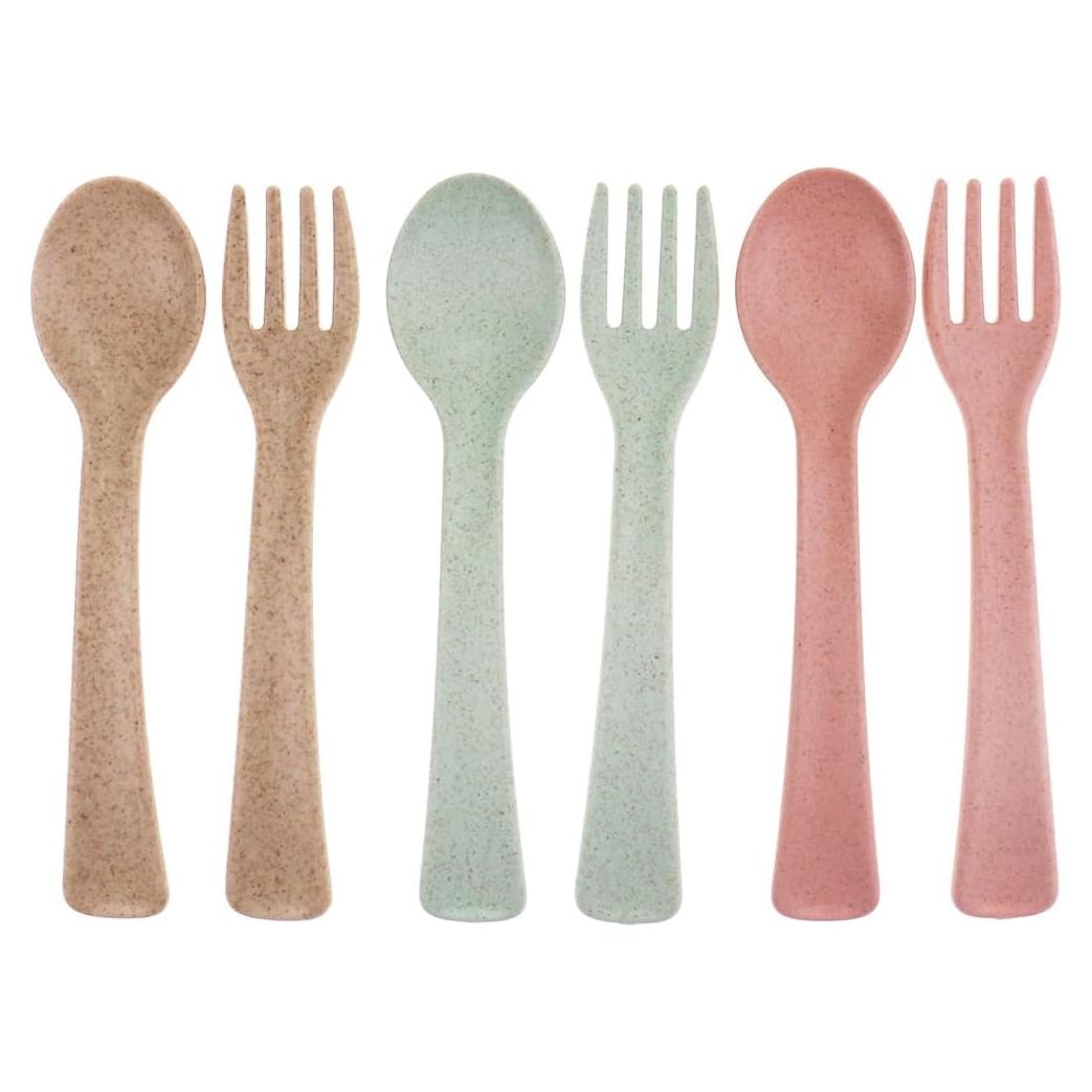 Juego de Cubiertos para Bebés Boieo - 6 Piezas de Paja de Trigo