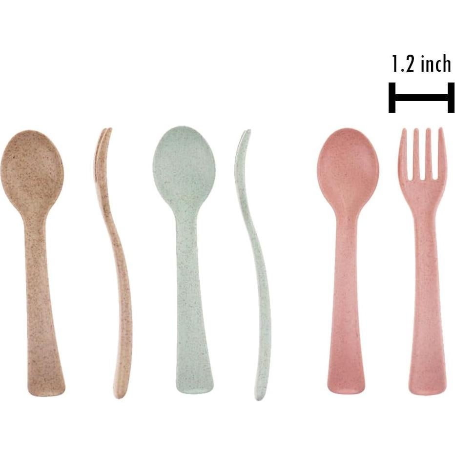 Juego de Cubiertos para Bebés Boieo - 6 Piezas de Paja de Trigo