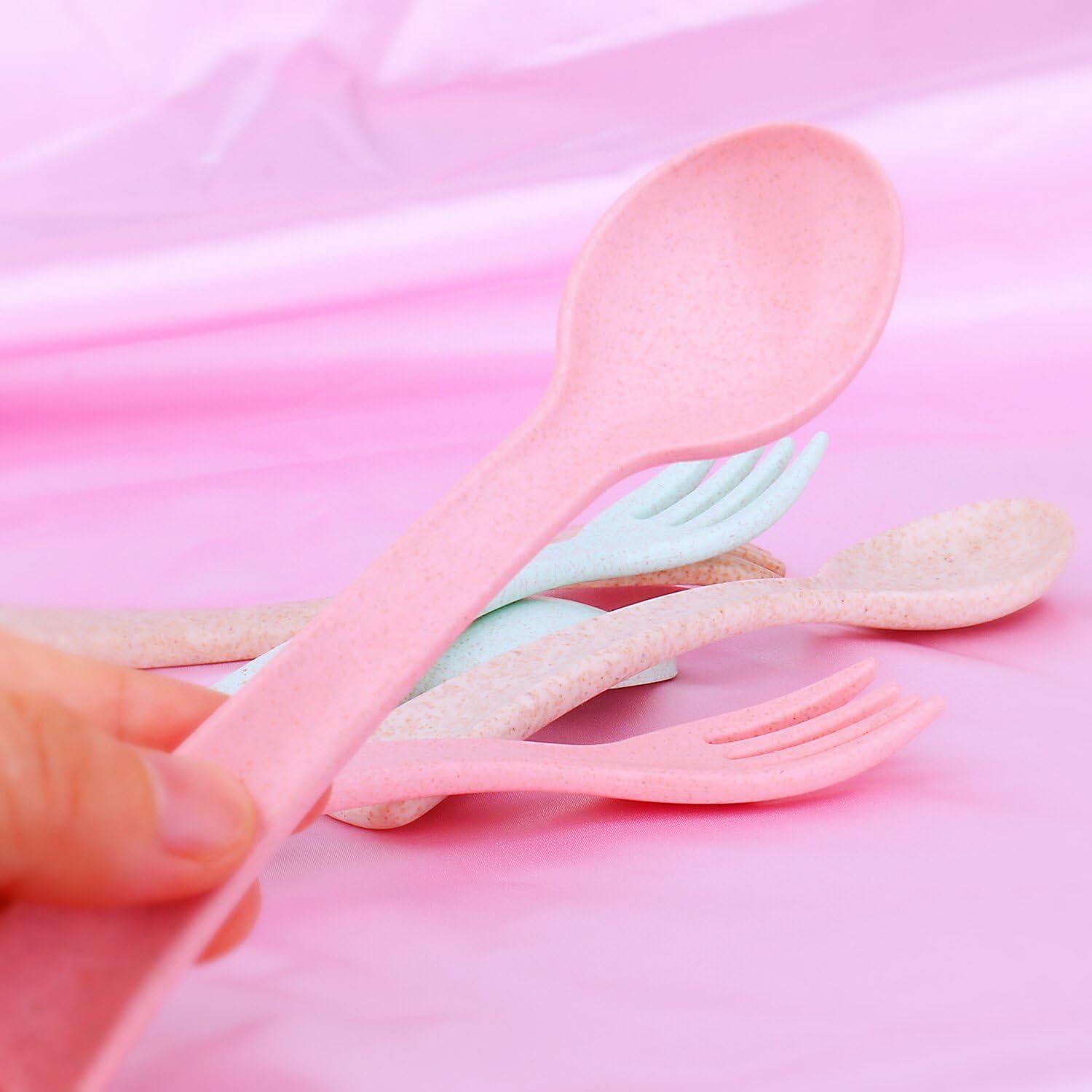 Juego de Cubiertos para Bebés Boieo - 6 Piezas de Paja de Trigo