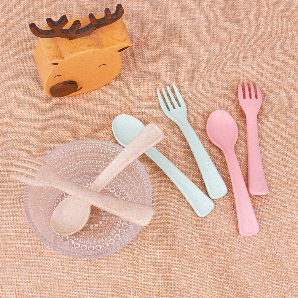 Juego de Cubiertos para Bebés Boieo - 6 Piezas de Paja de Trigo