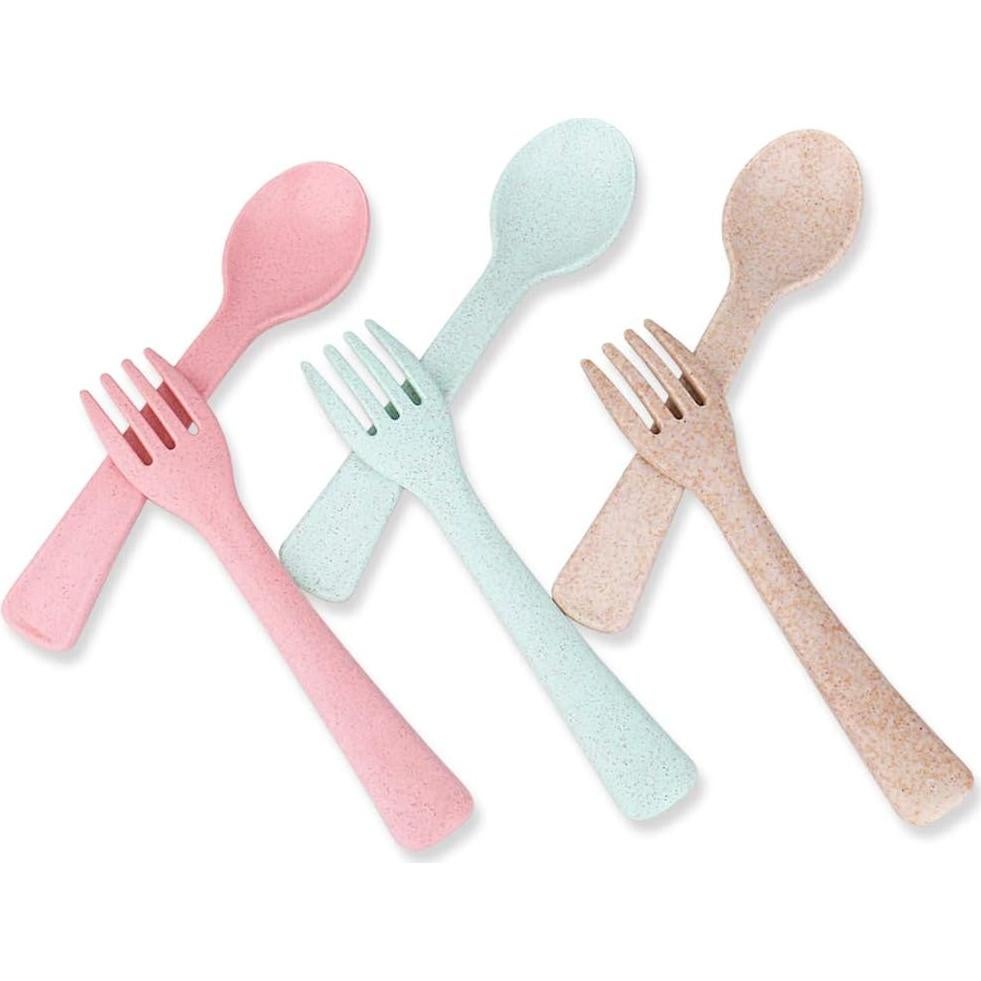 Juego de Cubiertos para Bebés Boieo - 6 Piezas de Paja de Trigo