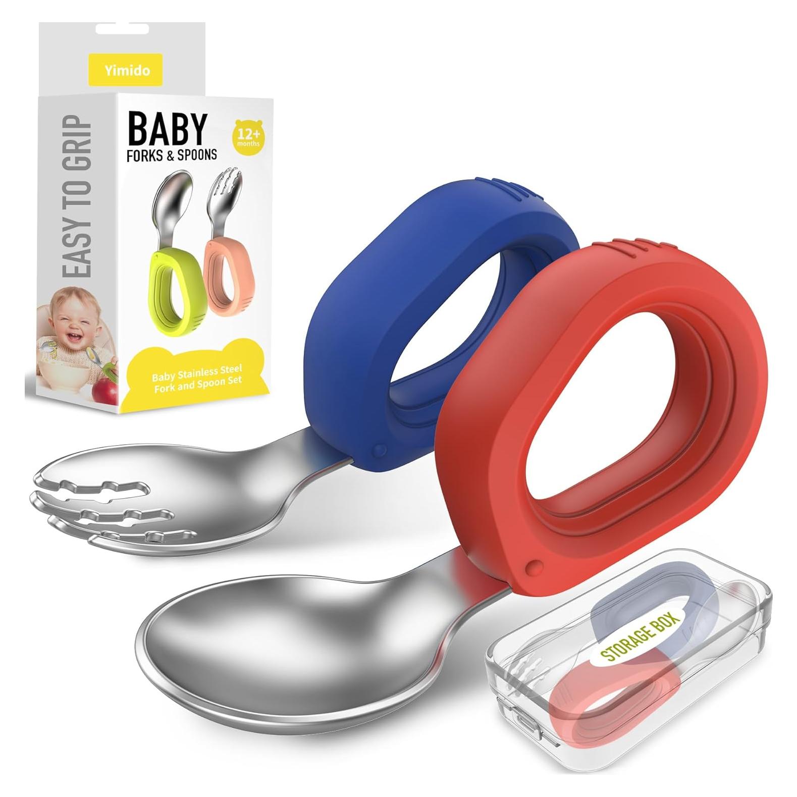 Juego de Cubiertos para Niños Yimido - Tenedor y Cuchara Acero Inoxidable